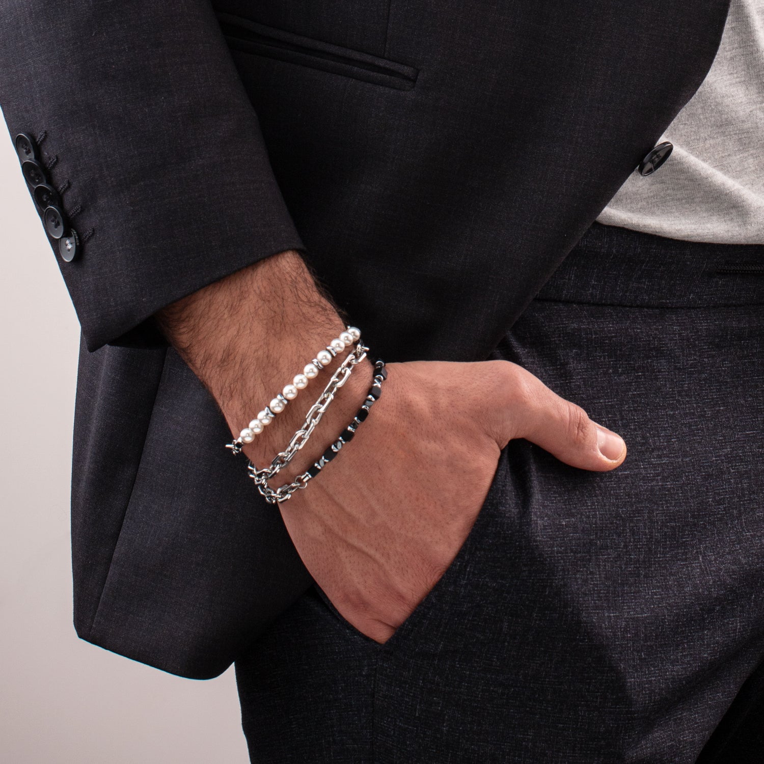 Bracelet Cubes Fusion link chain noir