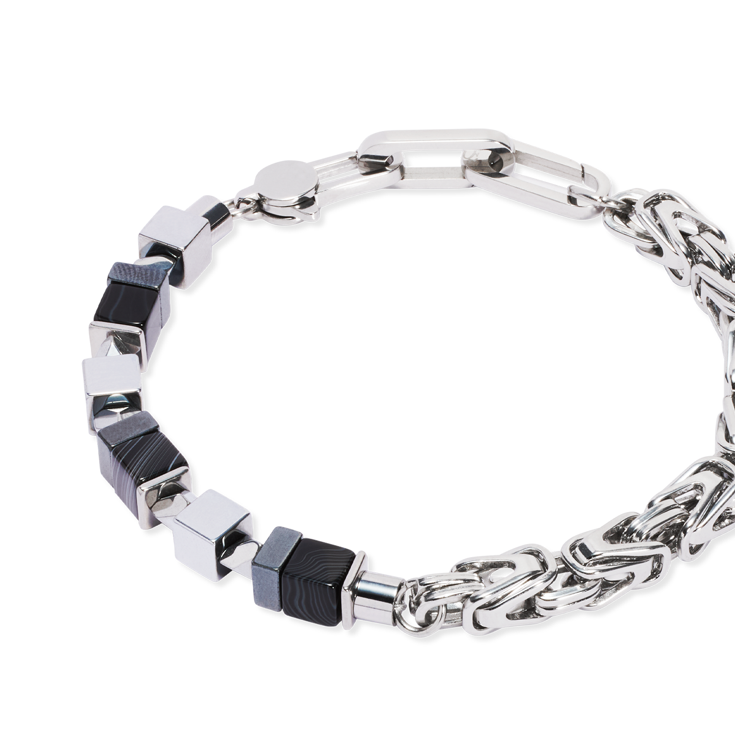 Bracelet Fusion Snake Chain noir-argent