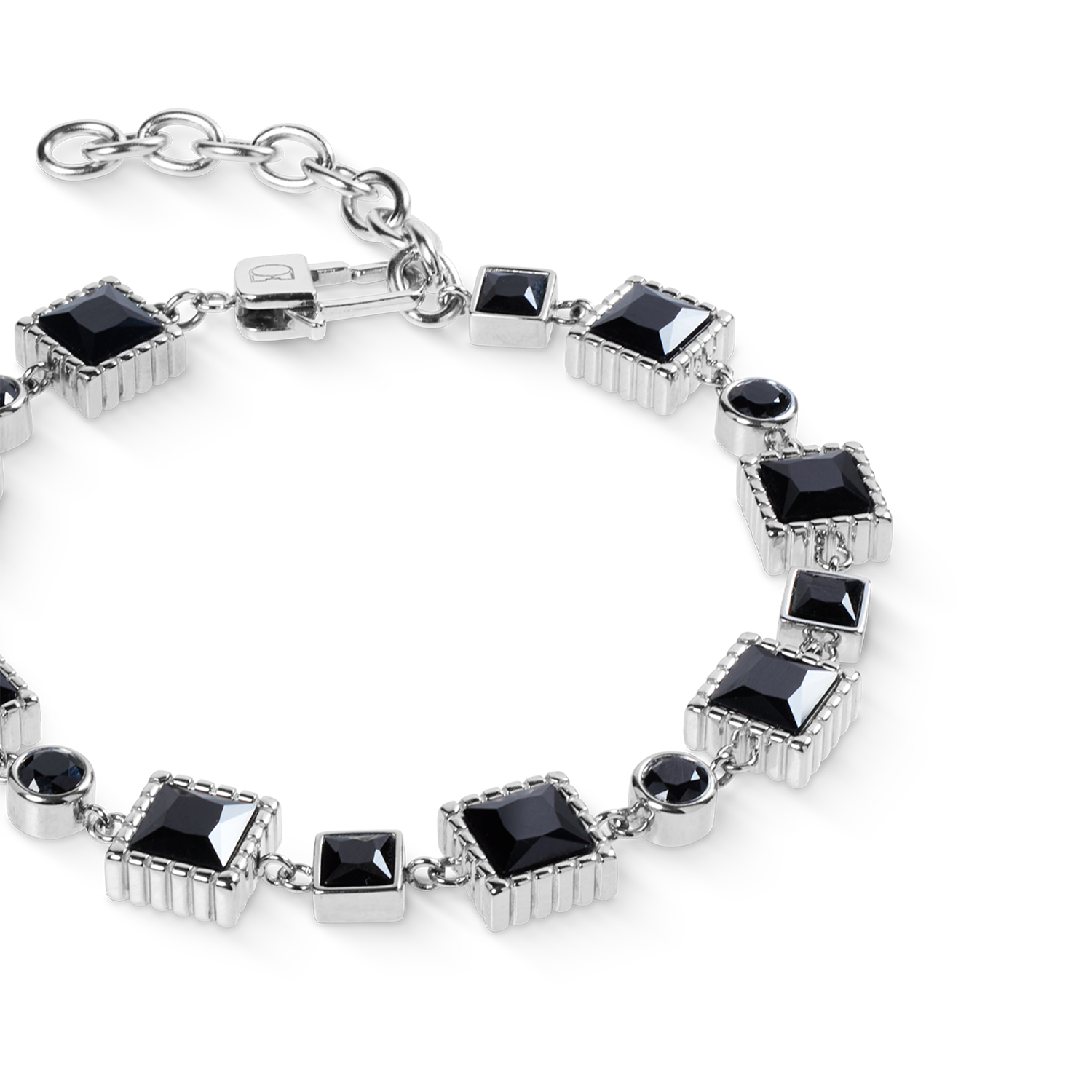 Bracelet Geometry en spinelle et acier inoxydable argenté-noir