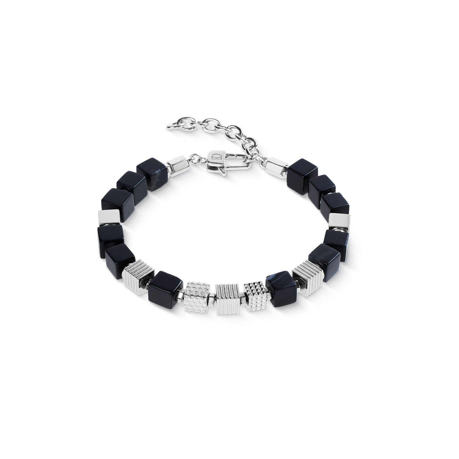 Bracelet onyx Graphic Cubes en acier inoxydable