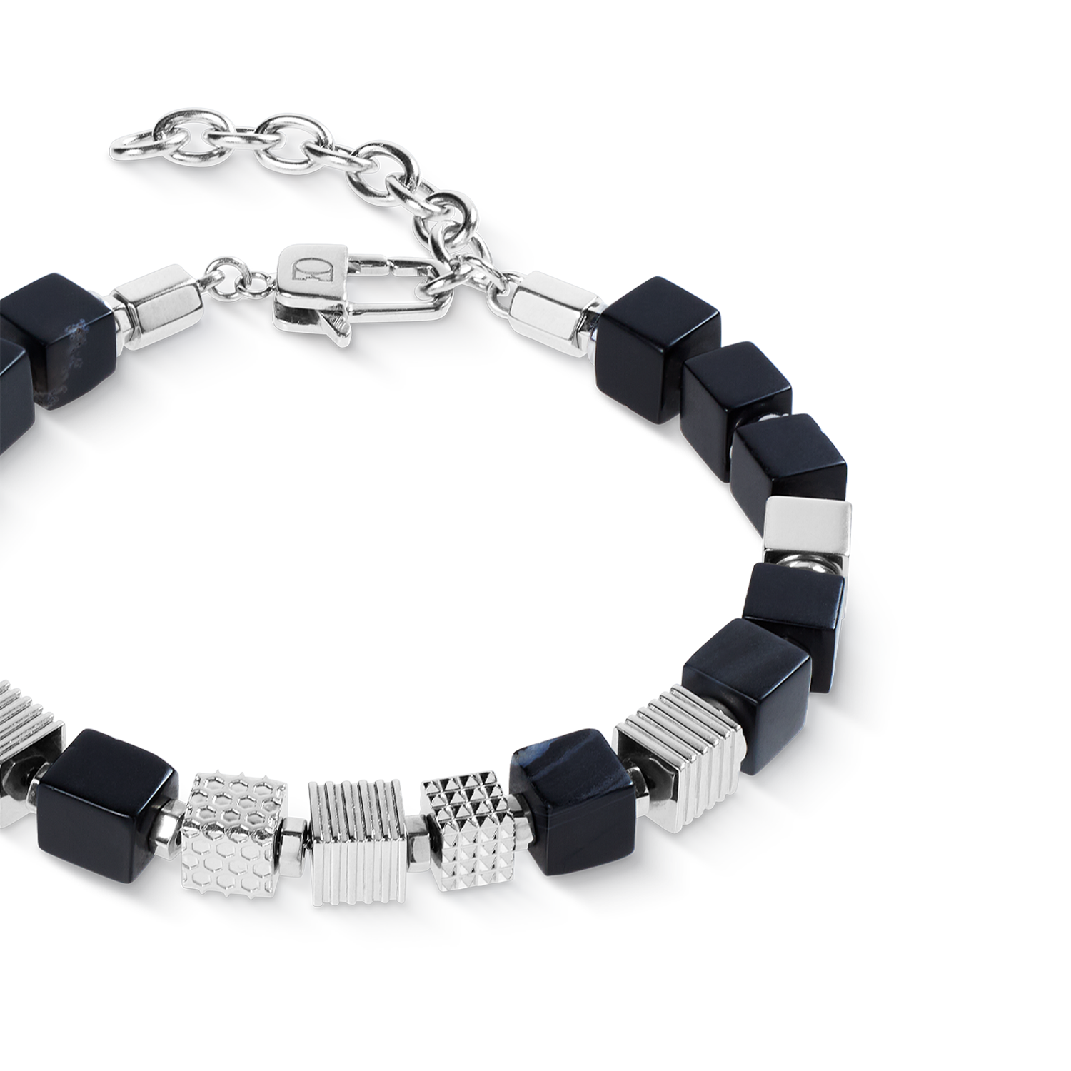 Bracelet onyx Graphic Cubes en acier inoxydable