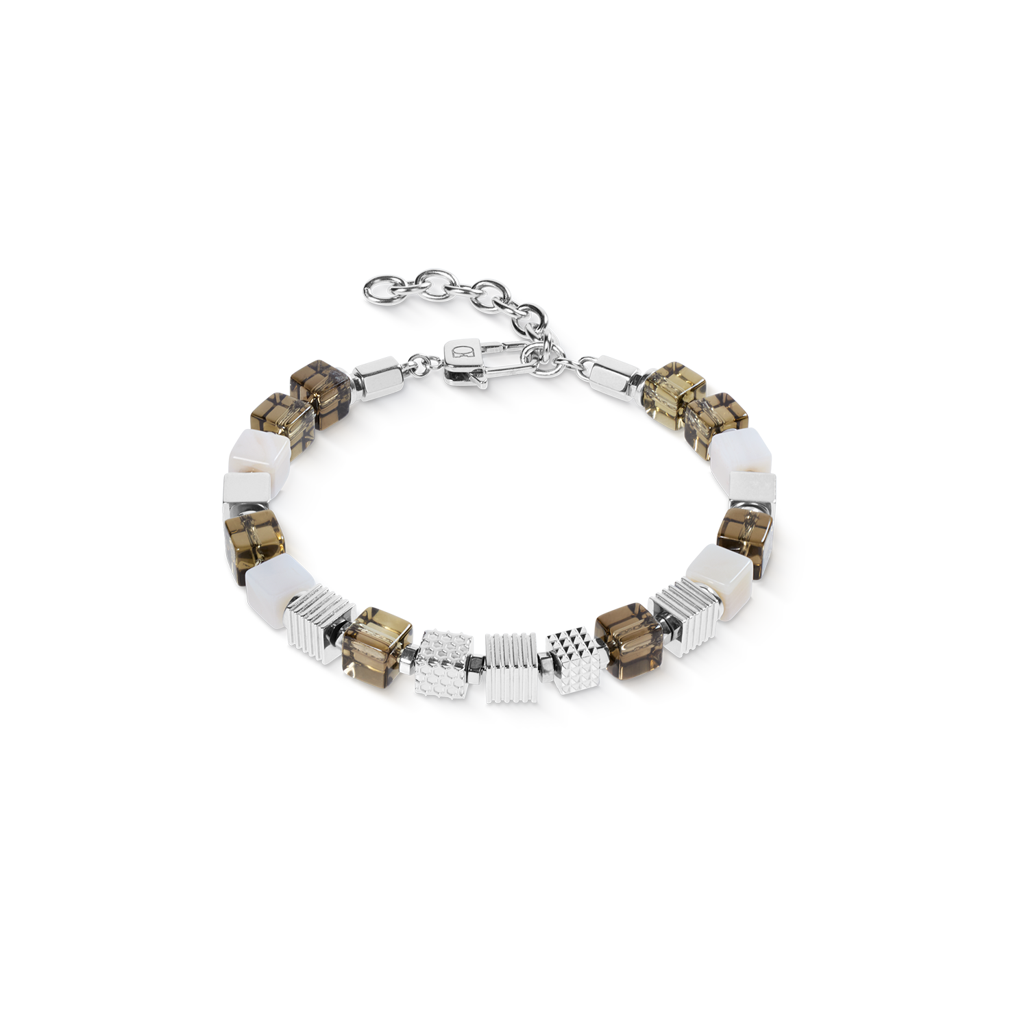Bracelet quartz fumé Graphic Cubes en acier inoxydable