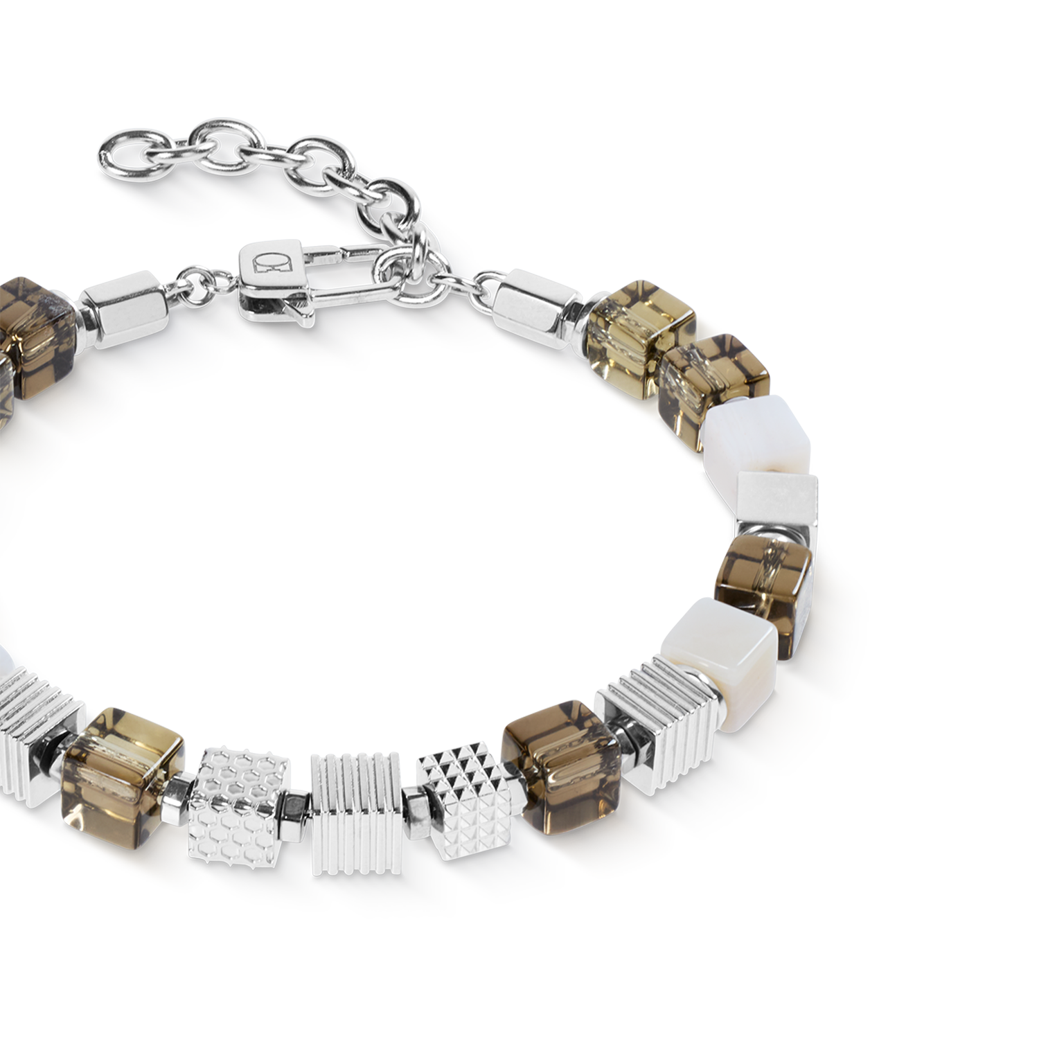 Bracelet quartz fumé Graphic Cubes en acier inoxydable