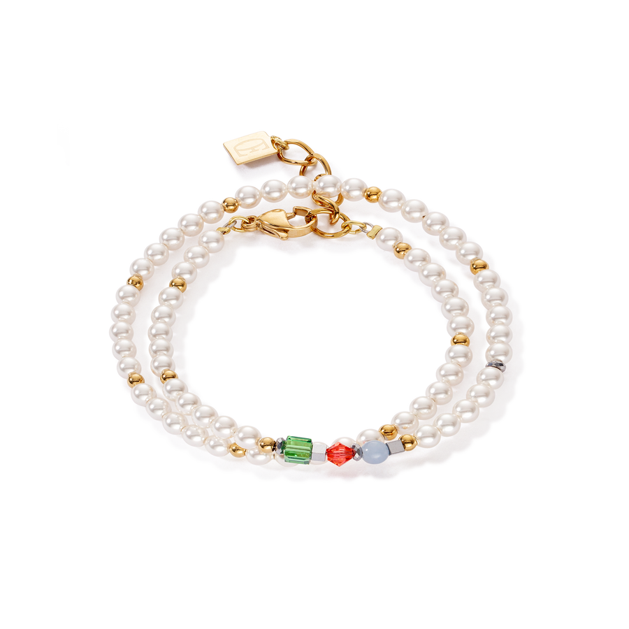 Bracelet Princess Pearls Wrap Around or multicolore Art Nouveau