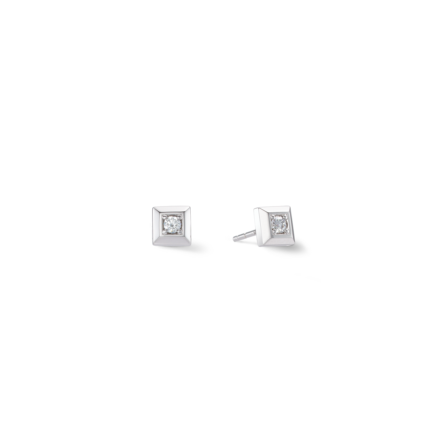 STATEMENT Collection Sparkling Square boucles d'oreilles 6 mm argent