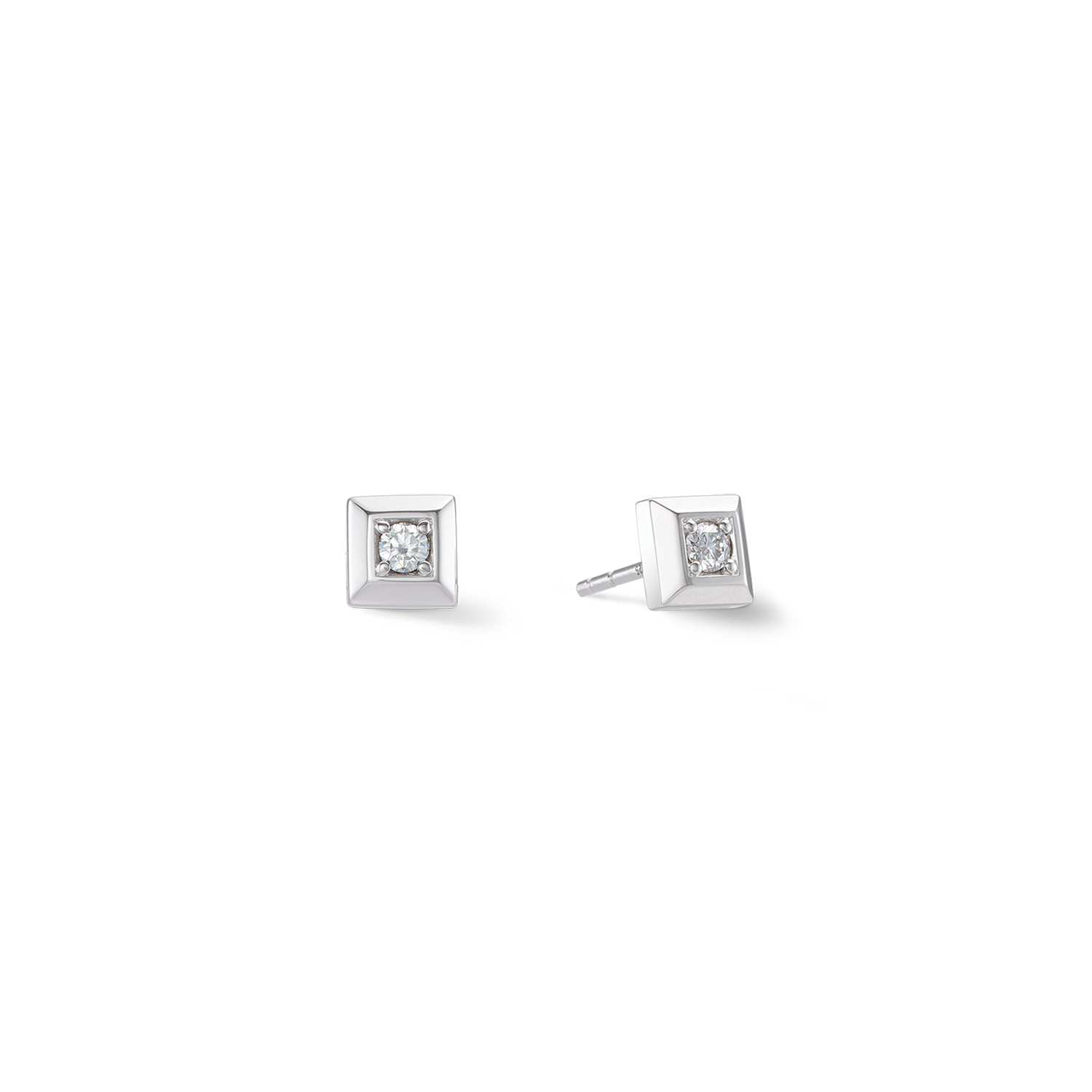 STATEMENT Collection Sparkling Square boucles d'oreilles 6 mm argent