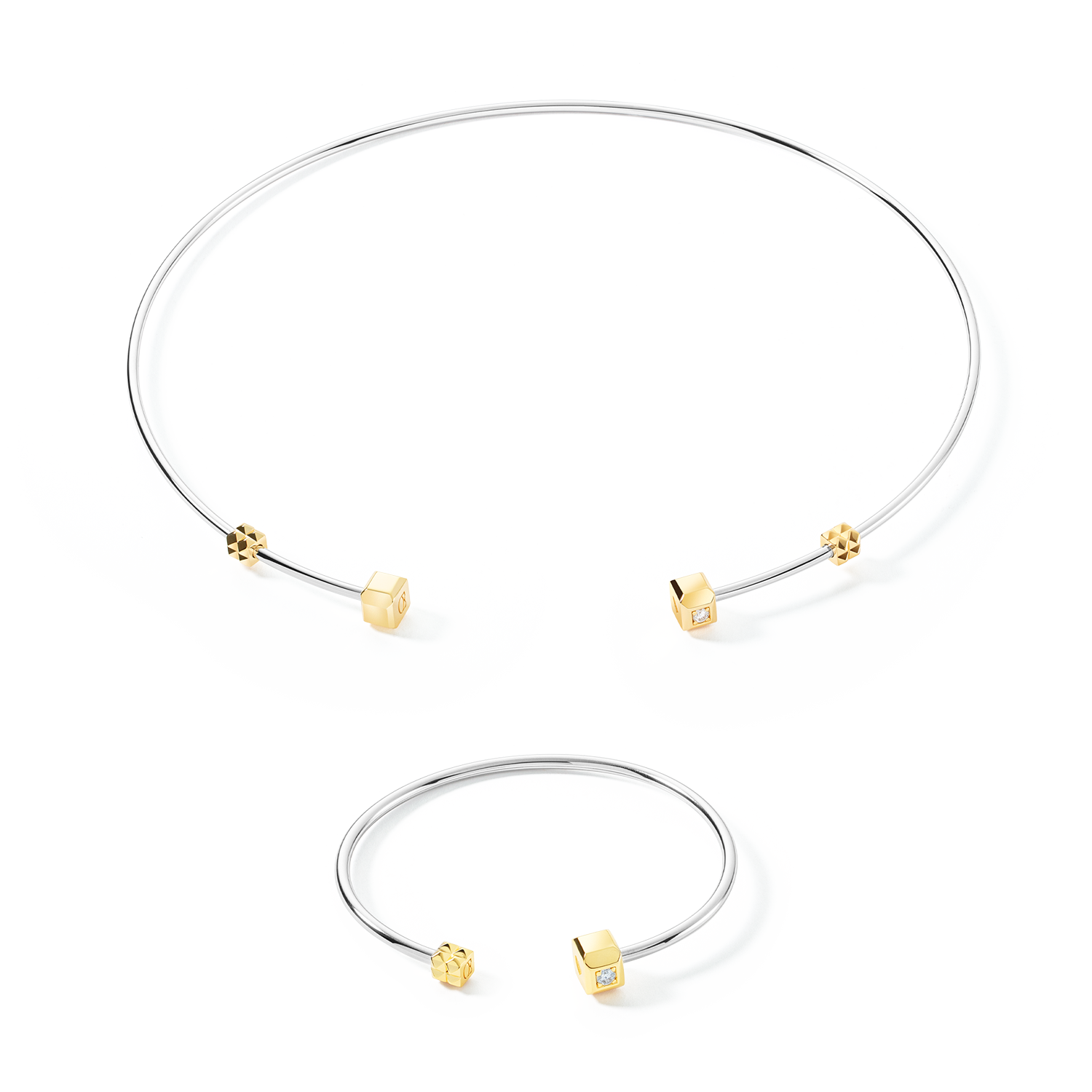 STATEMENT Collection collier rigide ouvert bicolore
