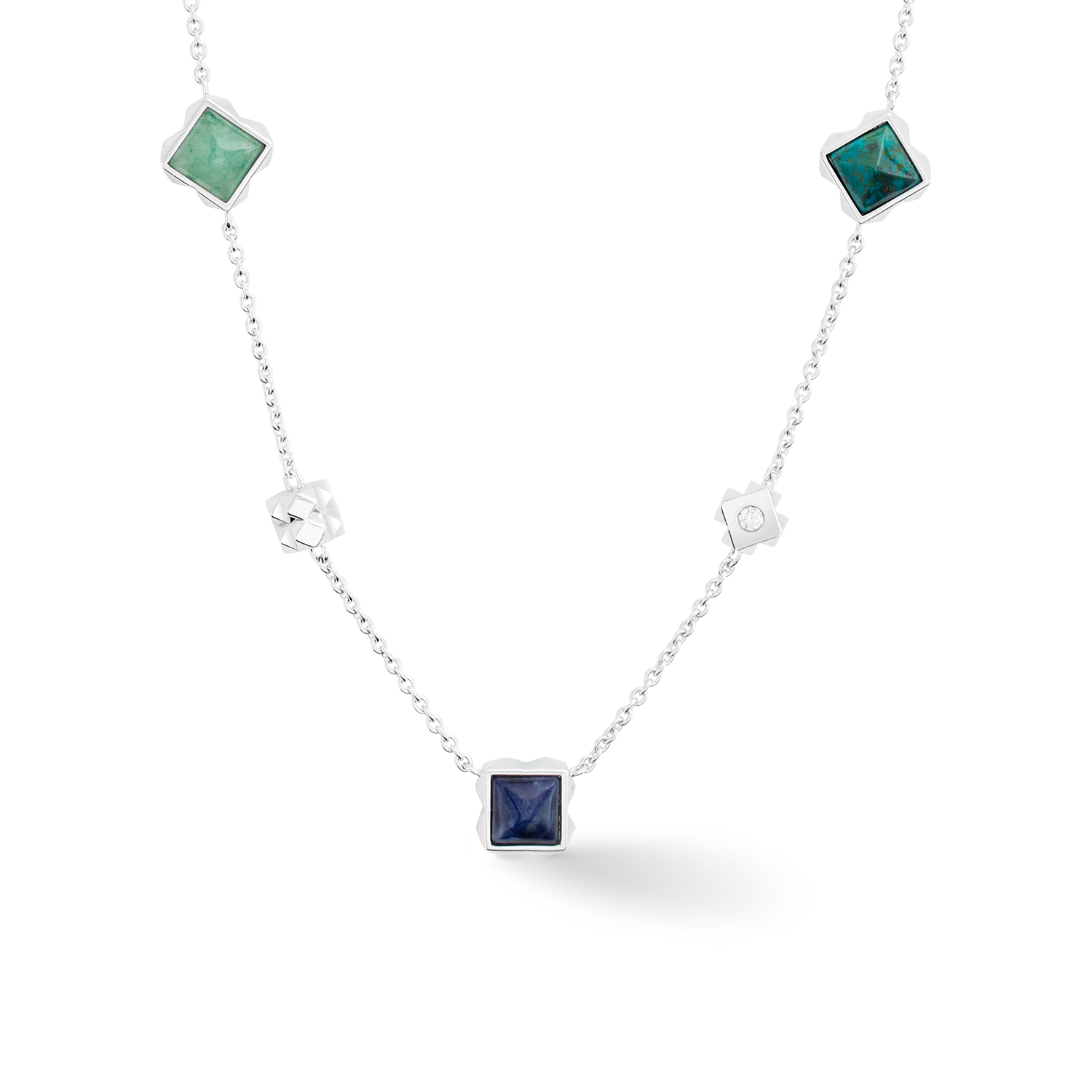 STATION Collection collier argent-bleu