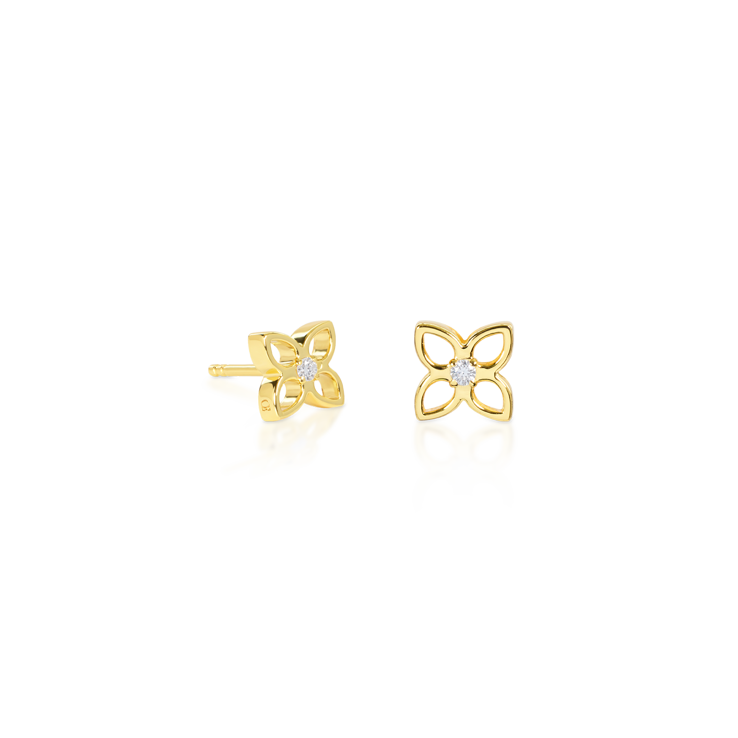 COEUR DE LION Fine Edition Boucles d'oreilles puces PETAL dorées – Vue de face