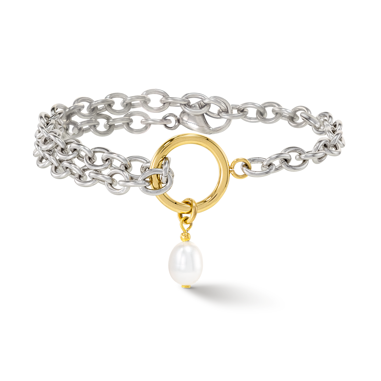 Bracelet Y & Perles d'eau Douce ovales avec O-ring bicolores