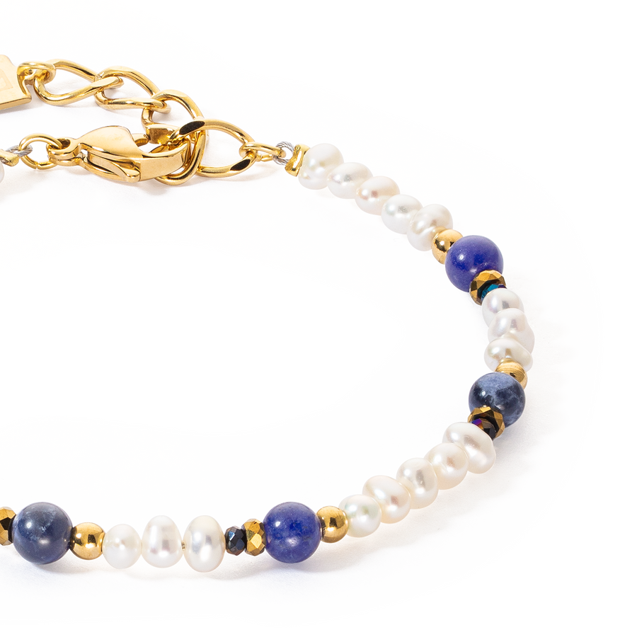 Bracelet Flow Perles d’eau douce et sodalite or