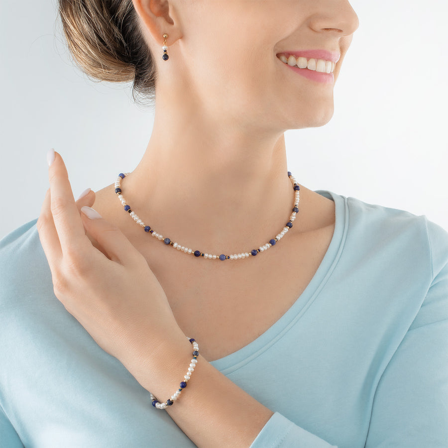Bracelet Flow Perles d’eau douce et sodalite or