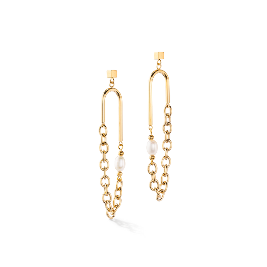 Boucles d'oreilles Boho Perles d'eau douce or blanc