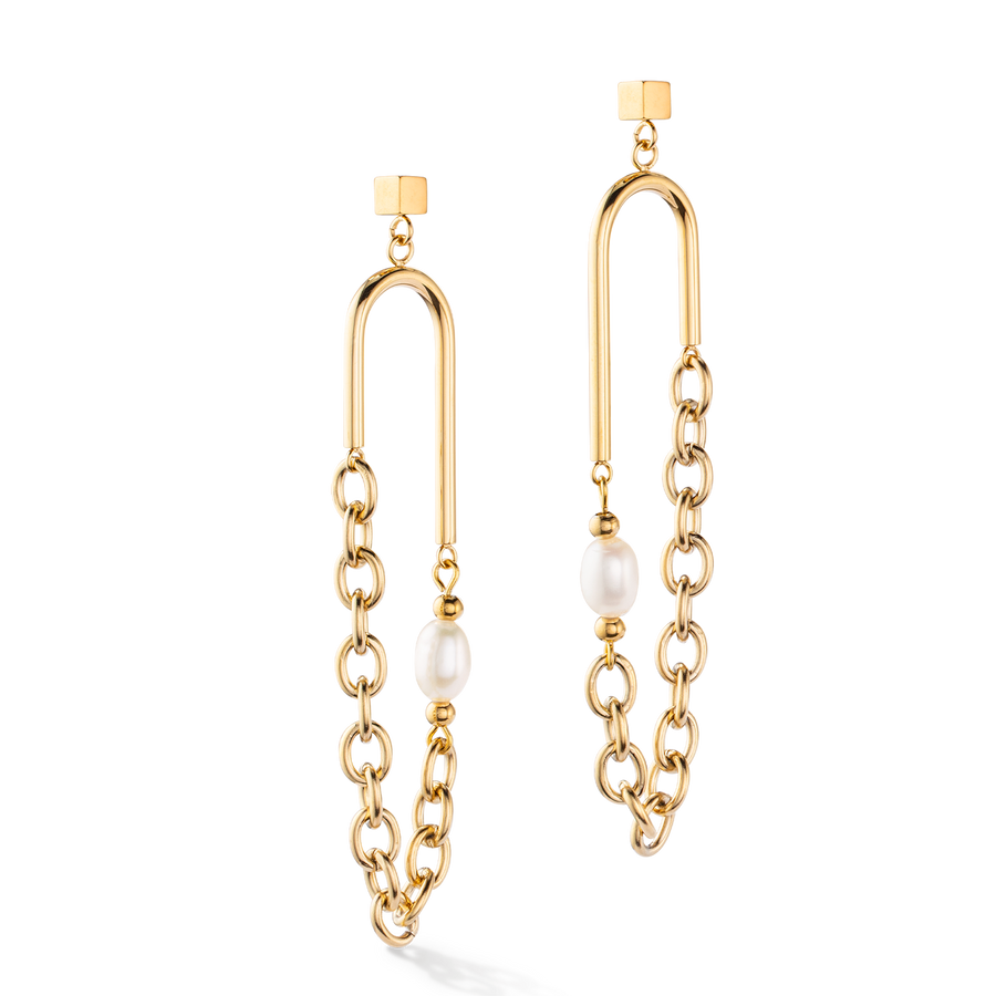 Boucles d'oreilles Boho Perles d'eau douce or blanc