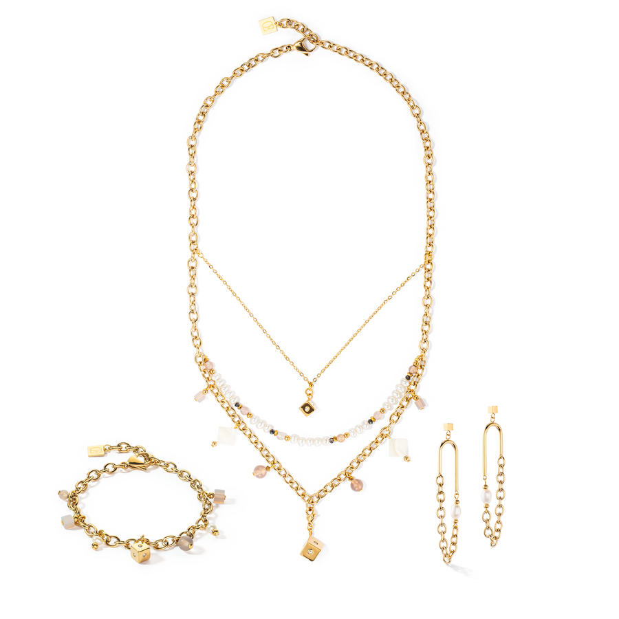 Boucles d'oreilles Boho Perles d'eau douce or blanc