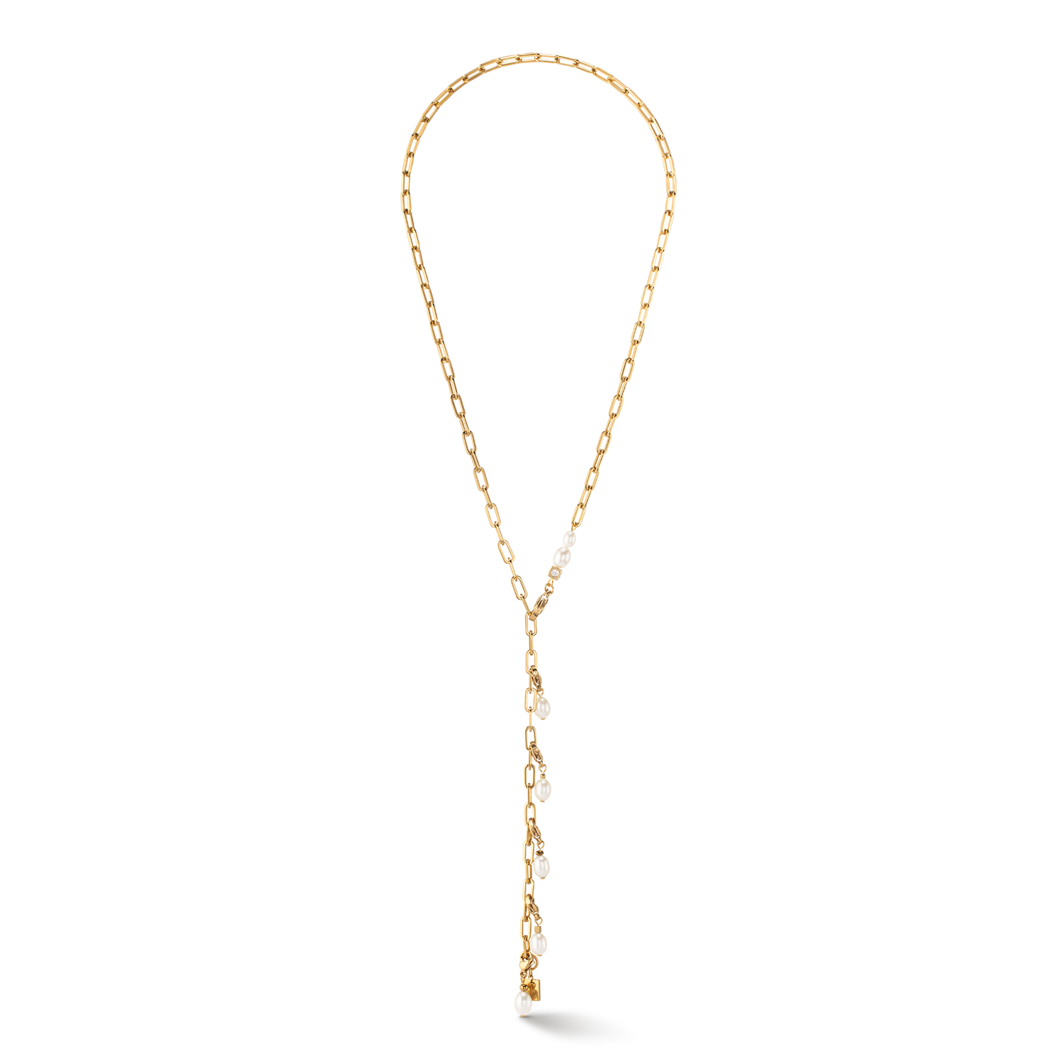 Collier Modern Chain et perles d'eau douce Charms or