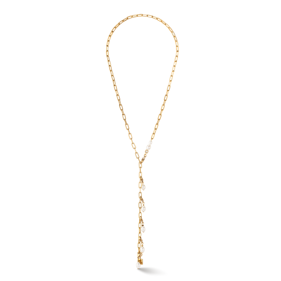 Collier Modern Chain et perles d'eau douce Charms or