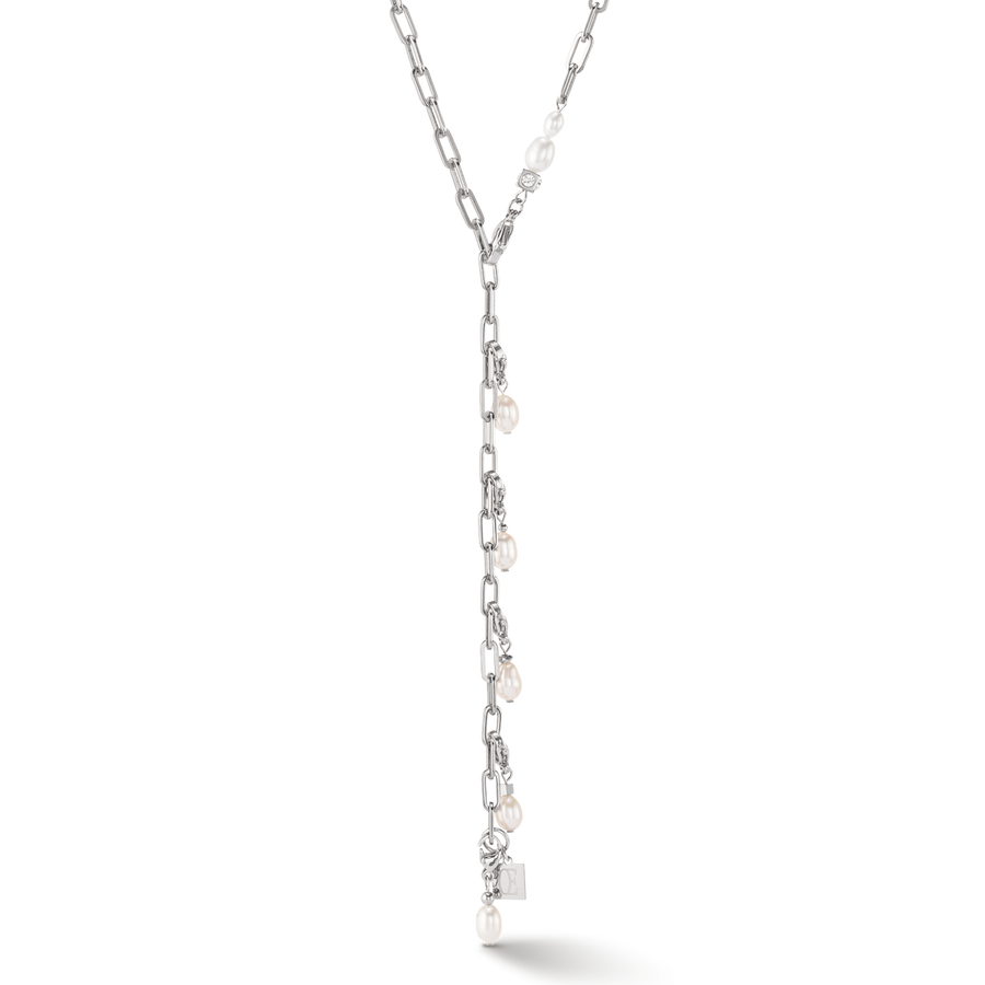 Collier Modern Chain et perles d'eau douce Charms argent