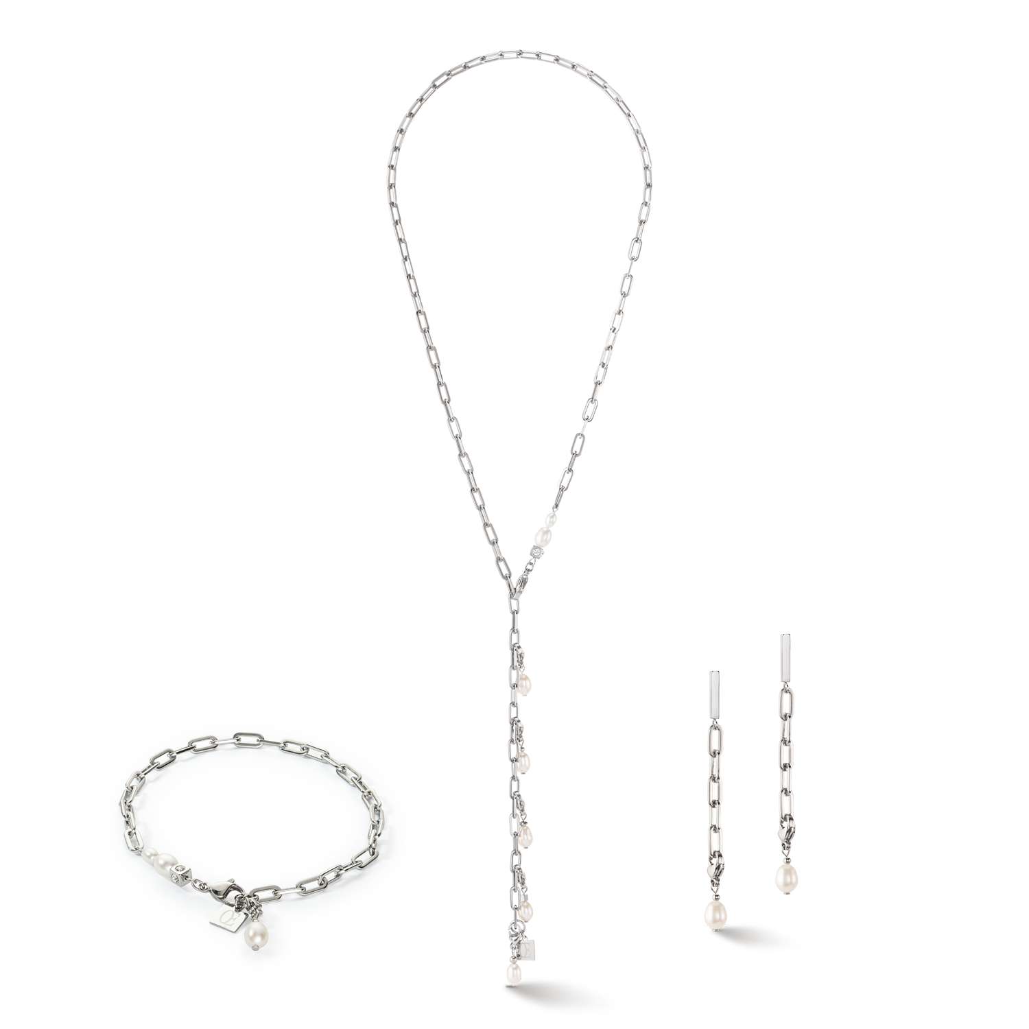 Collier Modern Chain et perles d'eau douce Charms argent