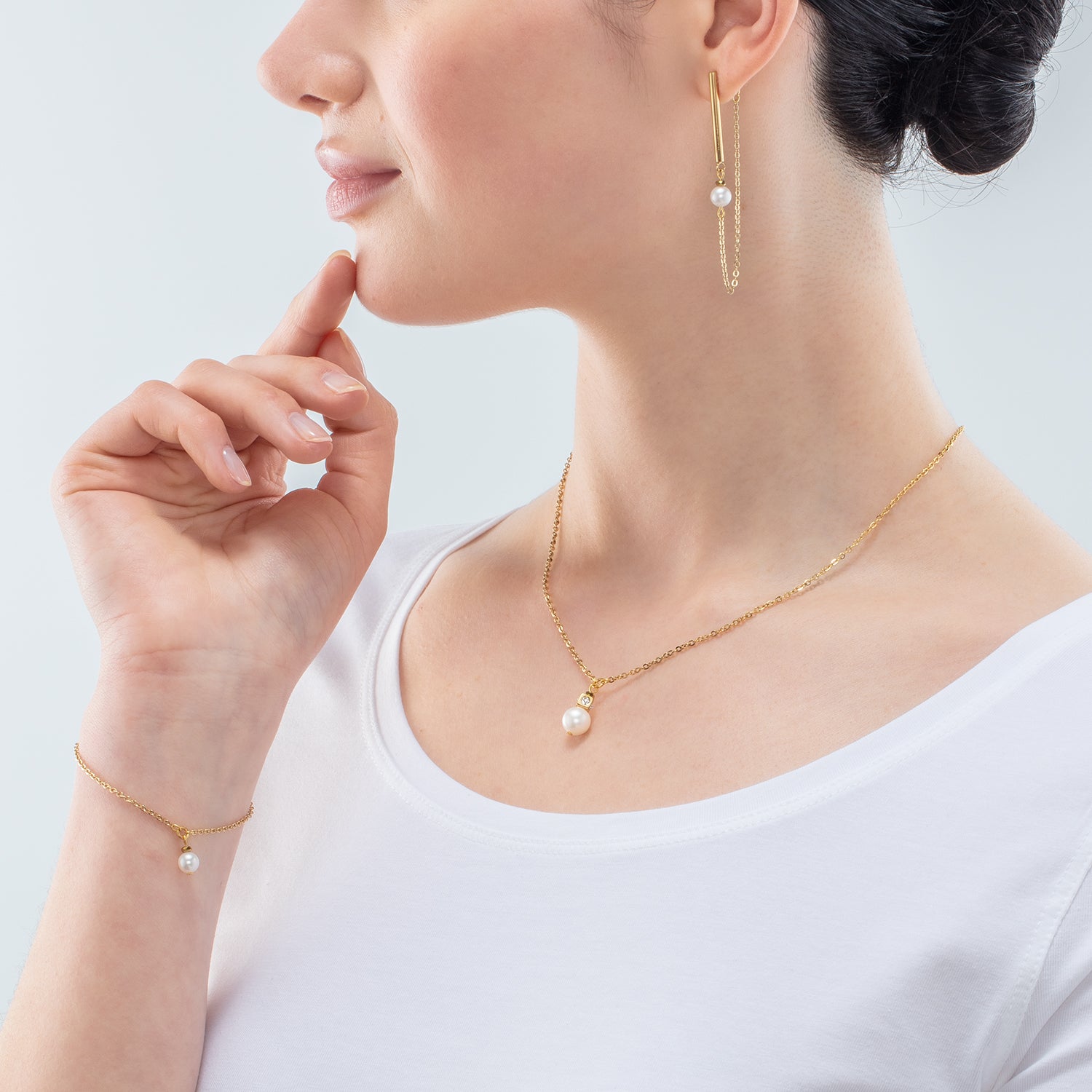 Collier Solitaire Perle d'eau douce or