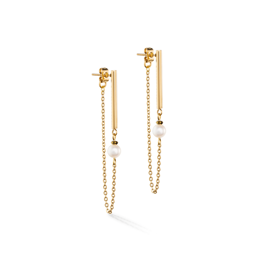 Boucles d'oreilles Solitaire Perle d'eau douce or