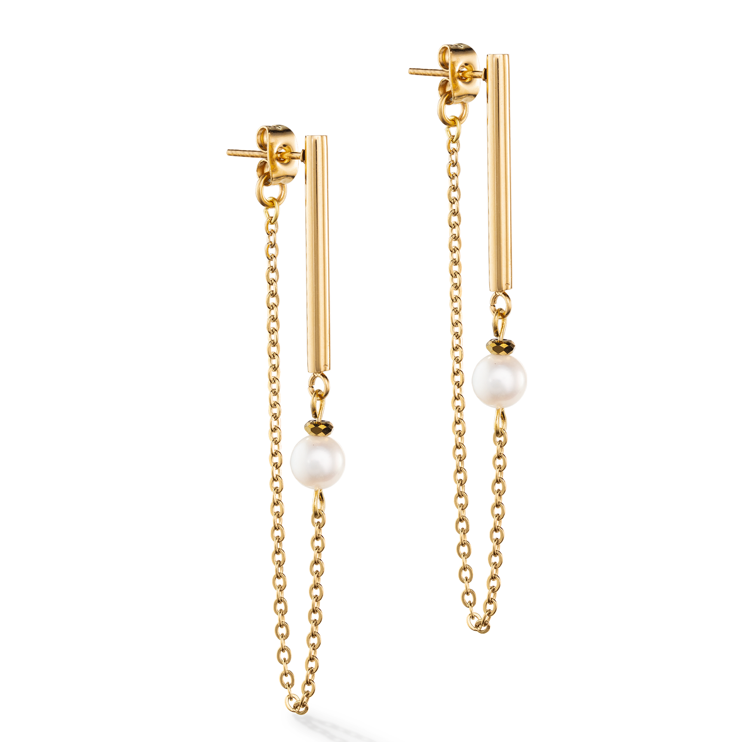 Boucles d'oreilles Solitaire Perle d'eau douce or