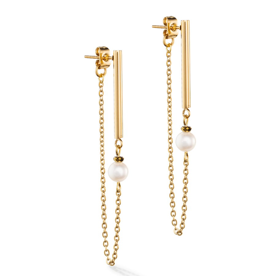 Boucles d'oreilles Solitaire Perle d'eau douce or