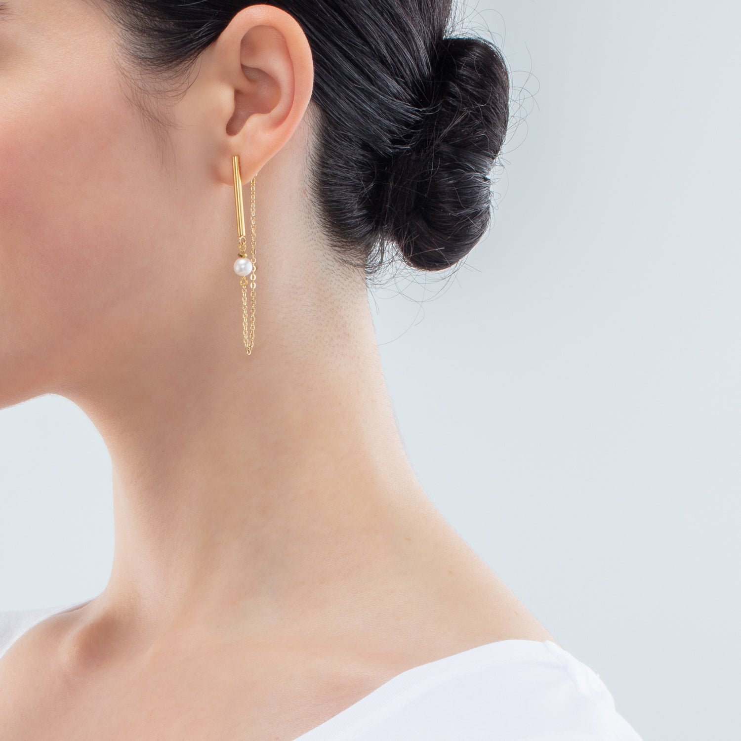 Boucles d'oreilles Solitaire Perle d'eau douce or