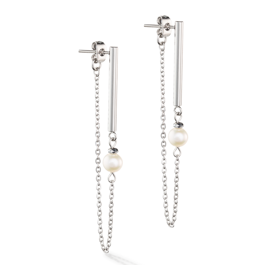 Boucles d'oreilles Solitaire Perle d'eau douce argent