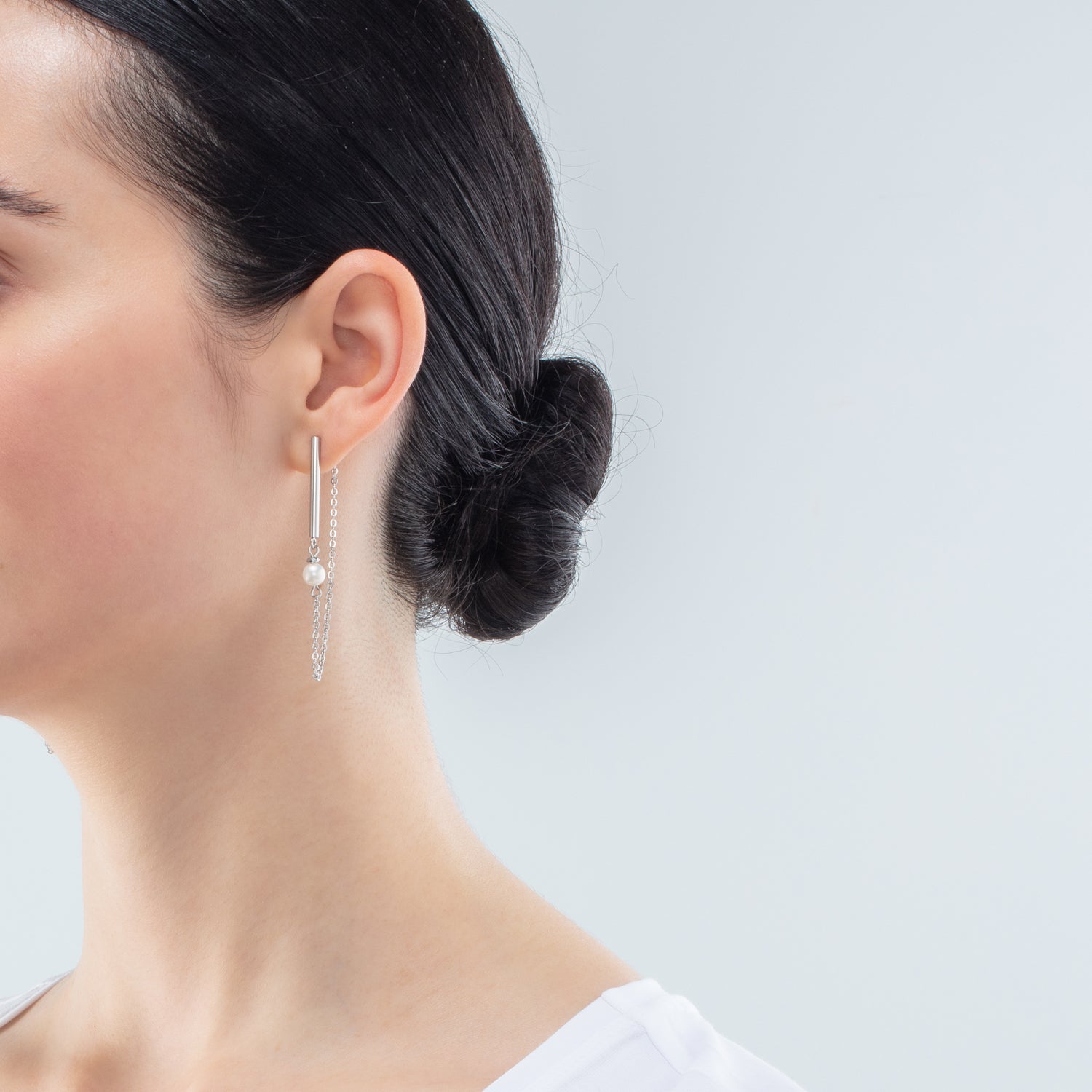 Boucles d'oreilles Solitaire Perle d'eau douce argent