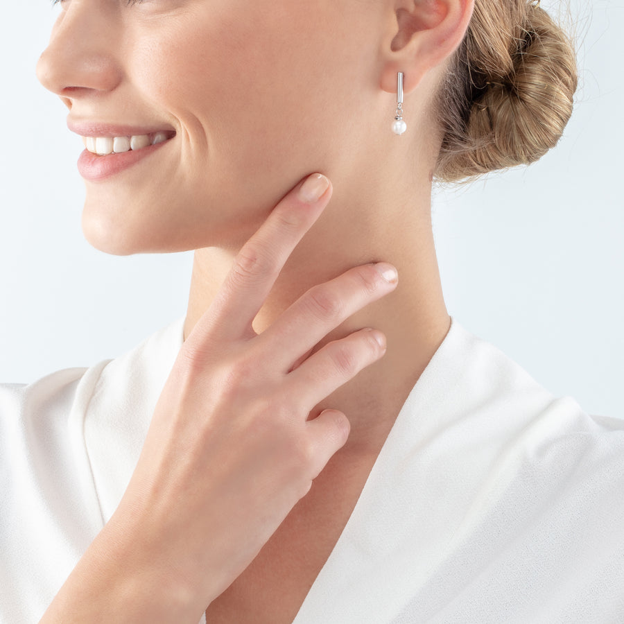 Boucles d'oreilles Classy Perle d'eau douce argent