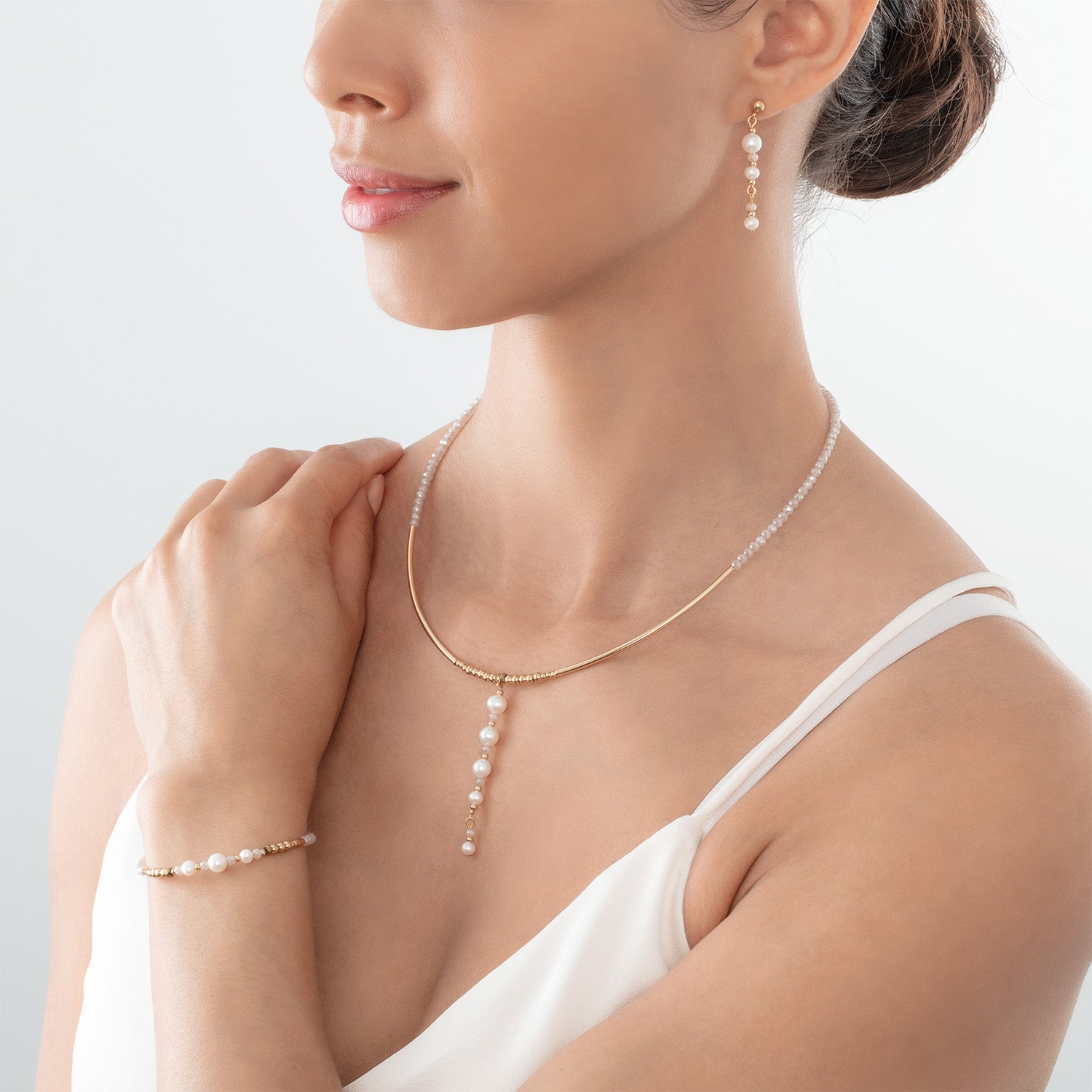 Collier Drops Perles d'eau douce or