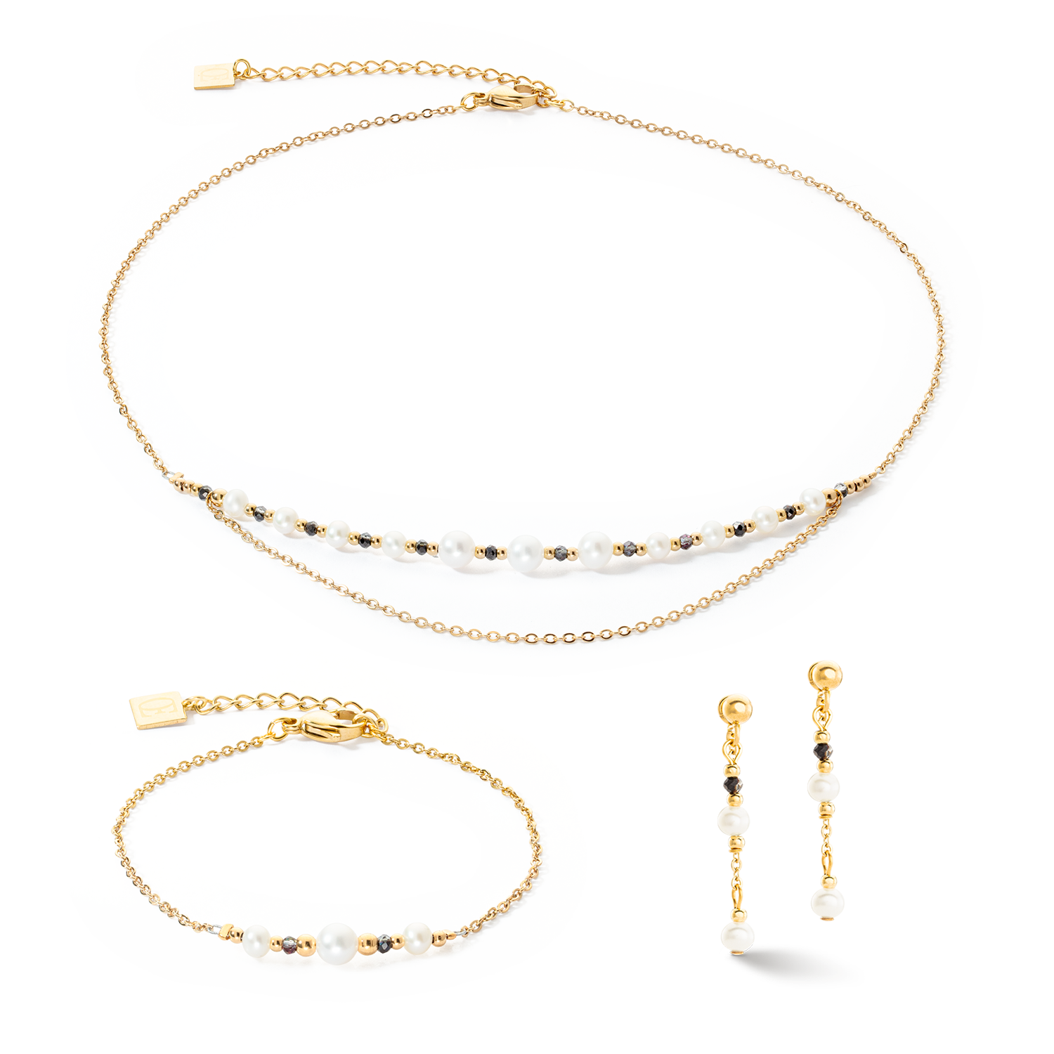 Boucles d'oreilles Modern Princess Perles d'eau douce or