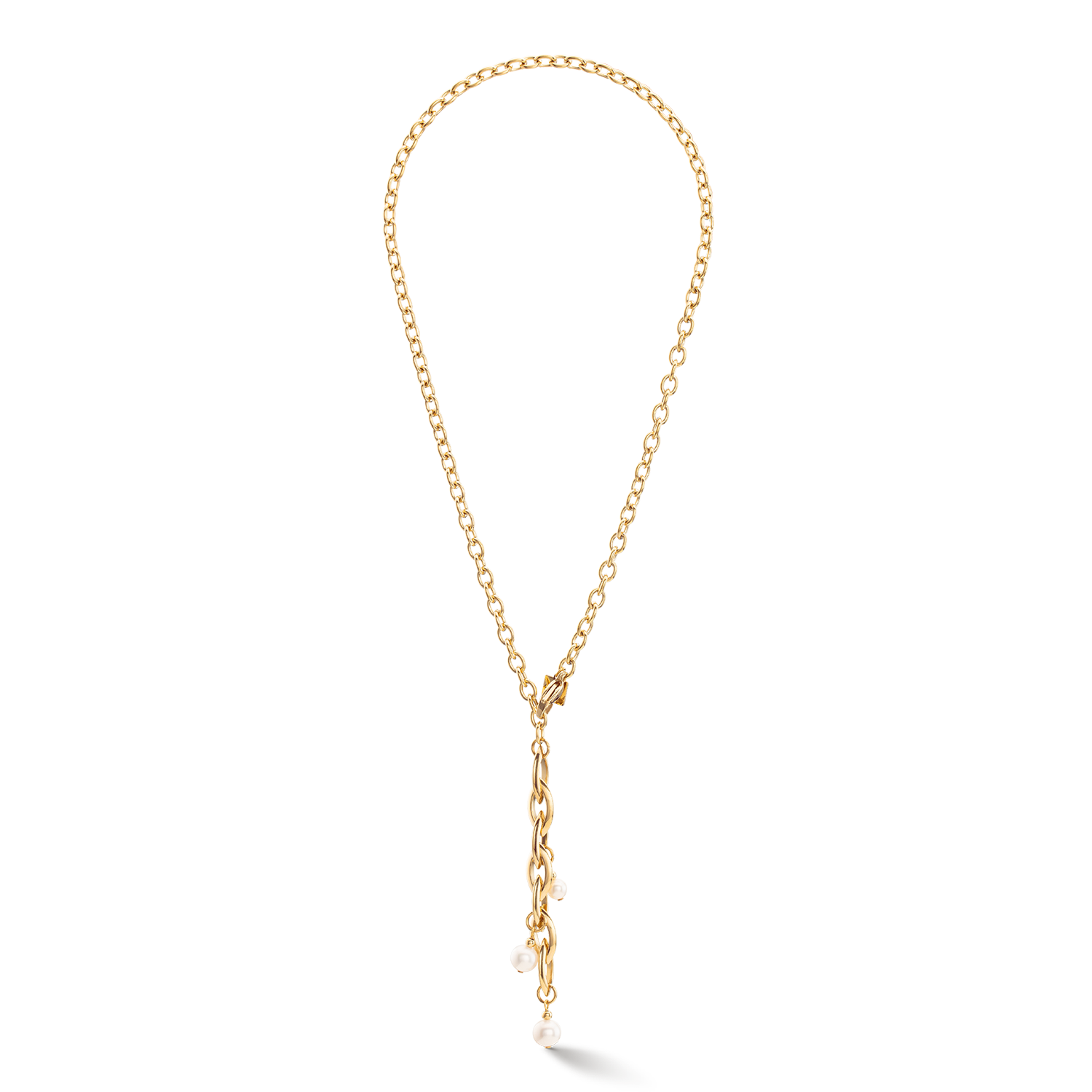 Collier Y Navette Perles d'eau douce or