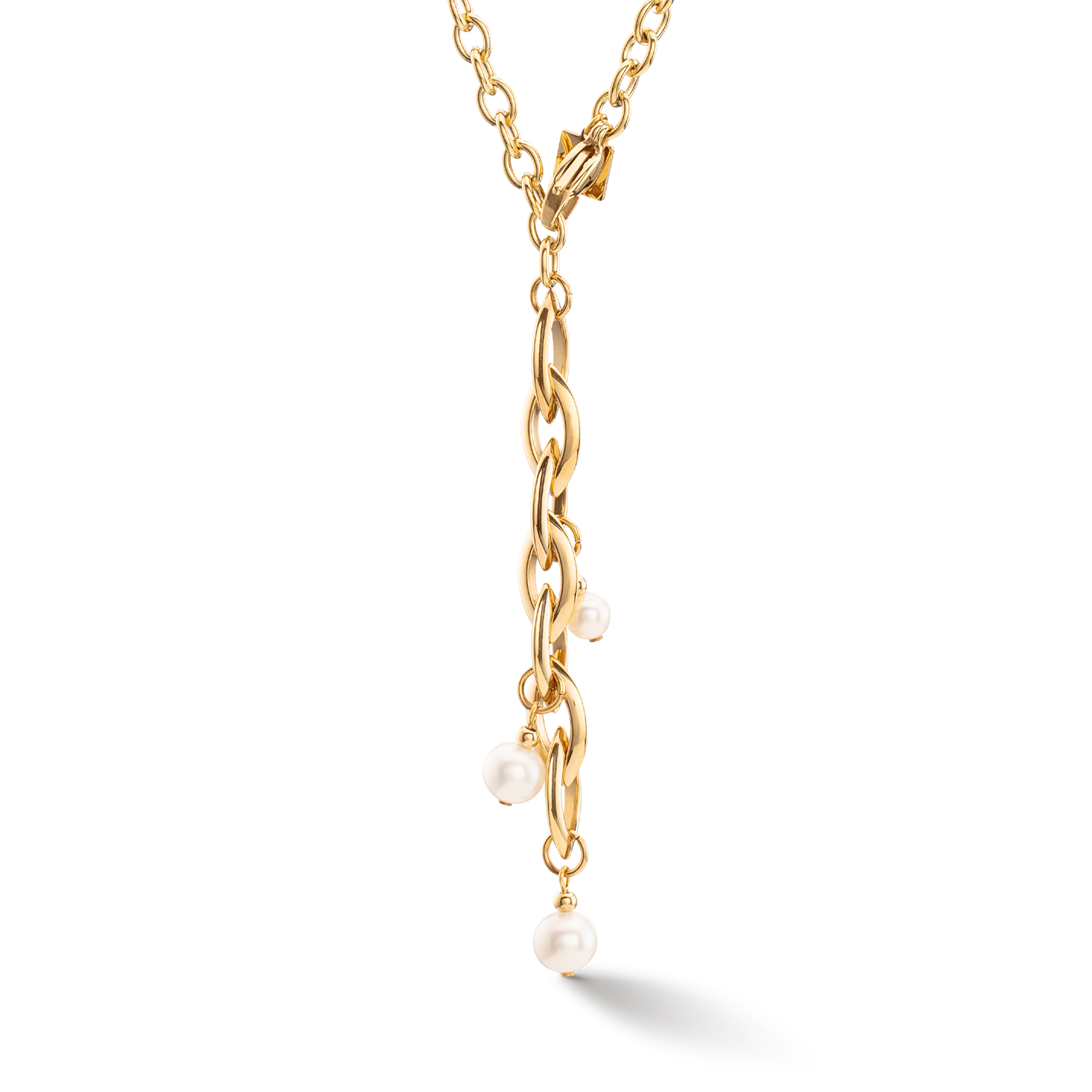 Collier Y Navette Perles d'eau douce or