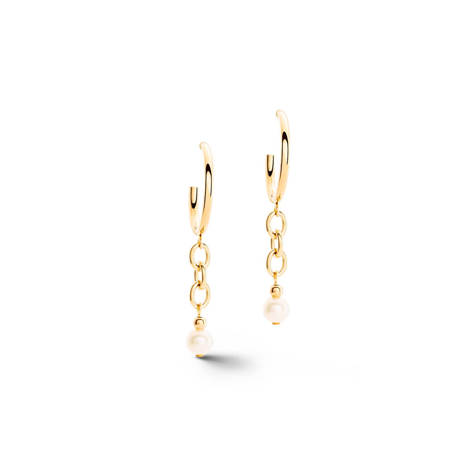 Boucles d'oreilles Creole Y Navette Perles d'eau douce or