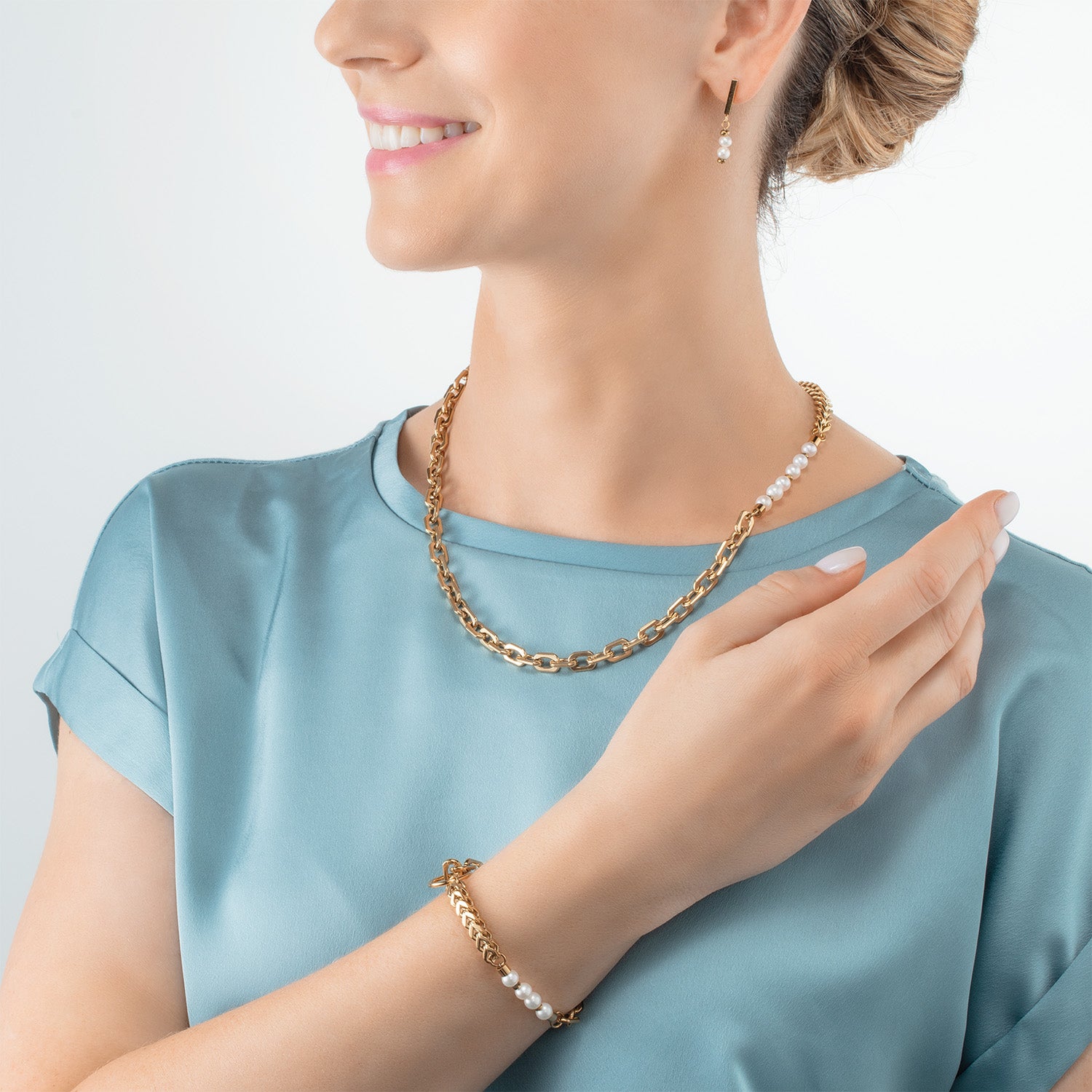 Parure Shape Shifter Perles d'eau douce or