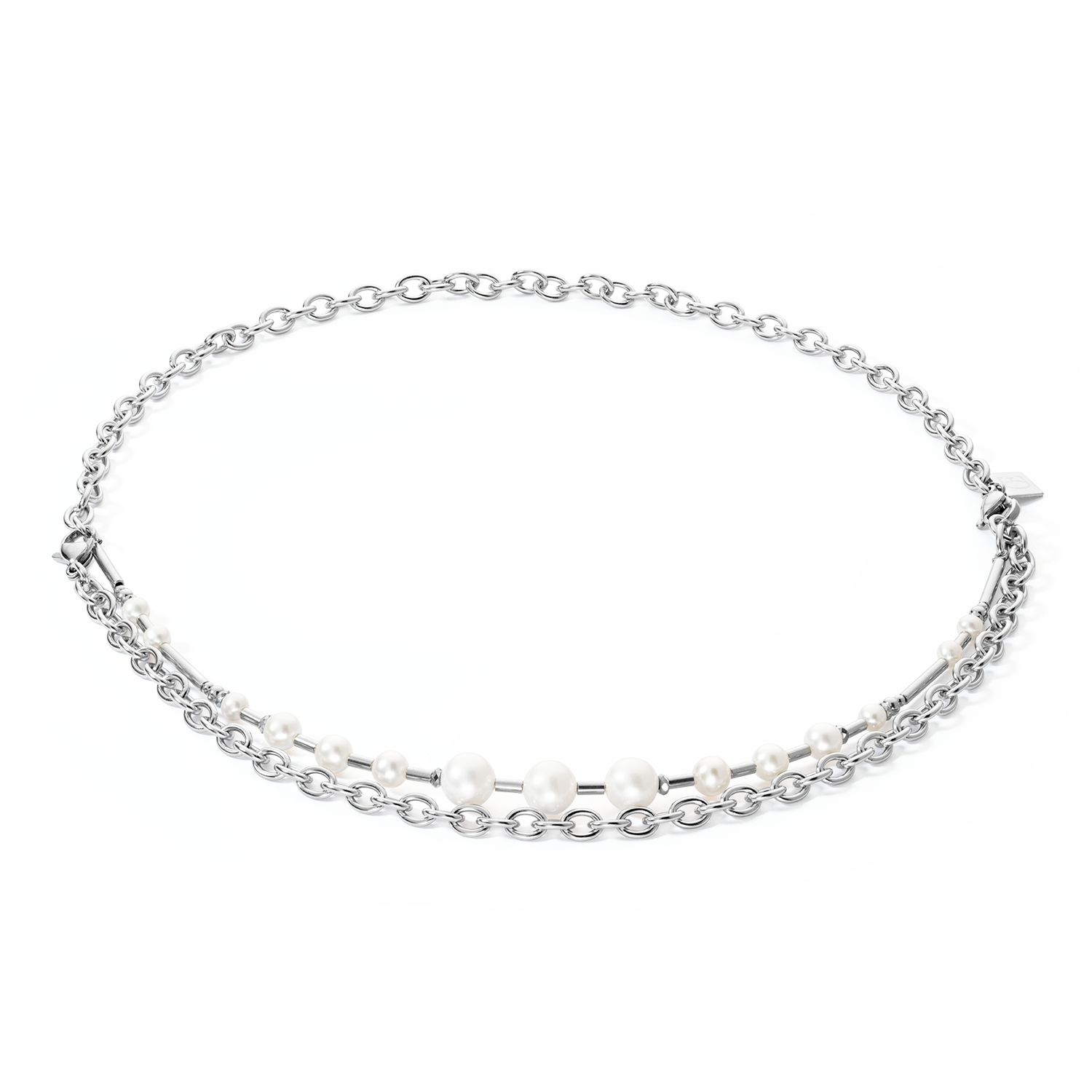 Collier Perles d'eau douce et chaîne Multiwear argent
