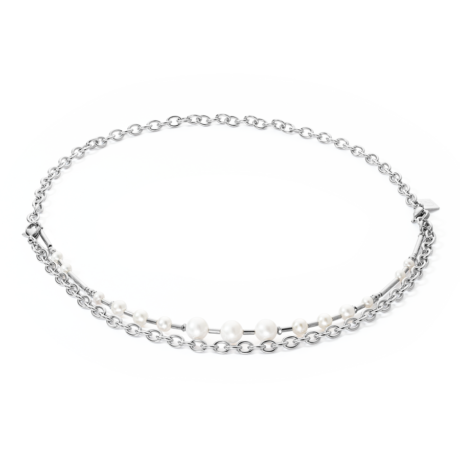 Collier Perles d'eau douce et chaîne Multiwear argent