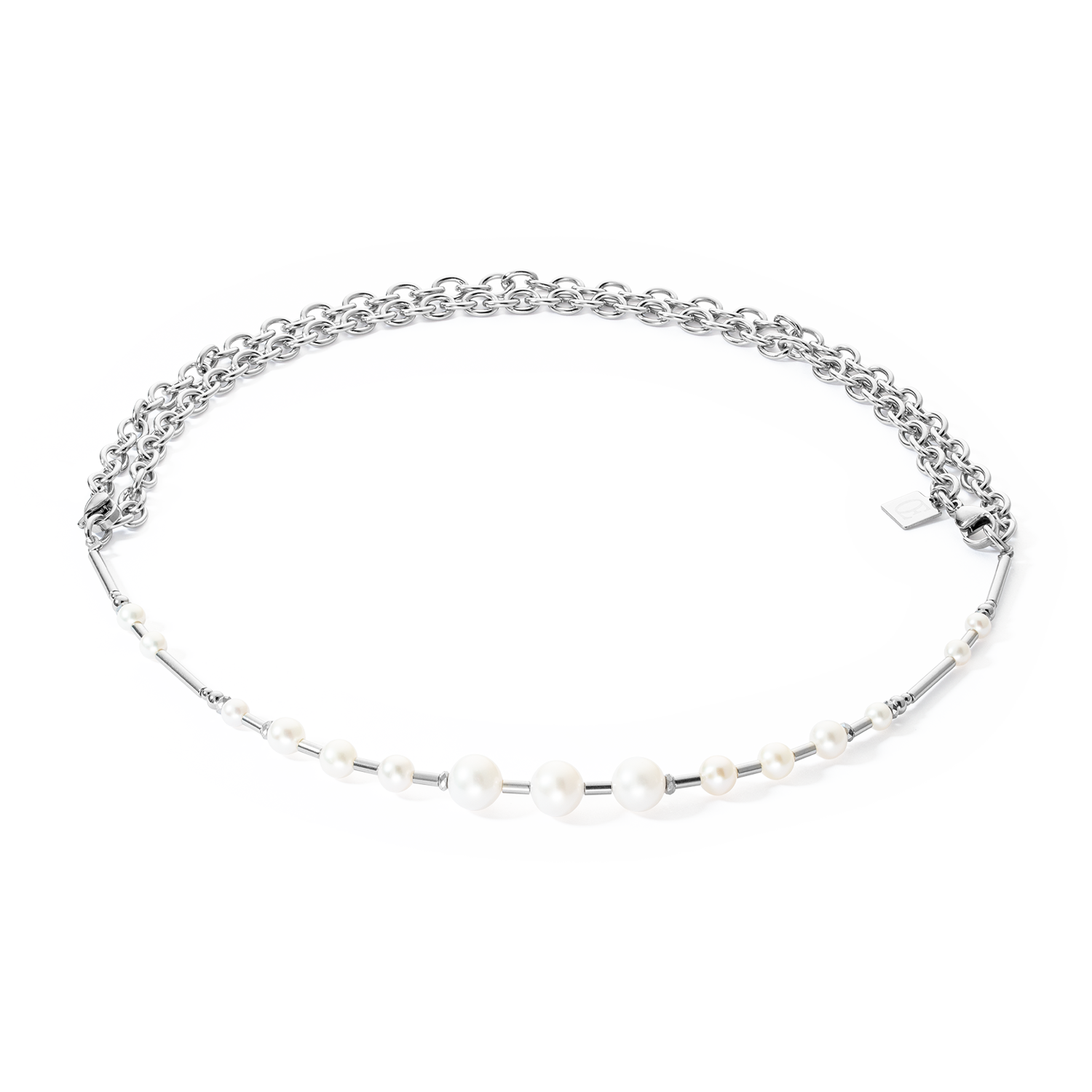 Collier Perles d'eau douce et chaîne Multiwear argent