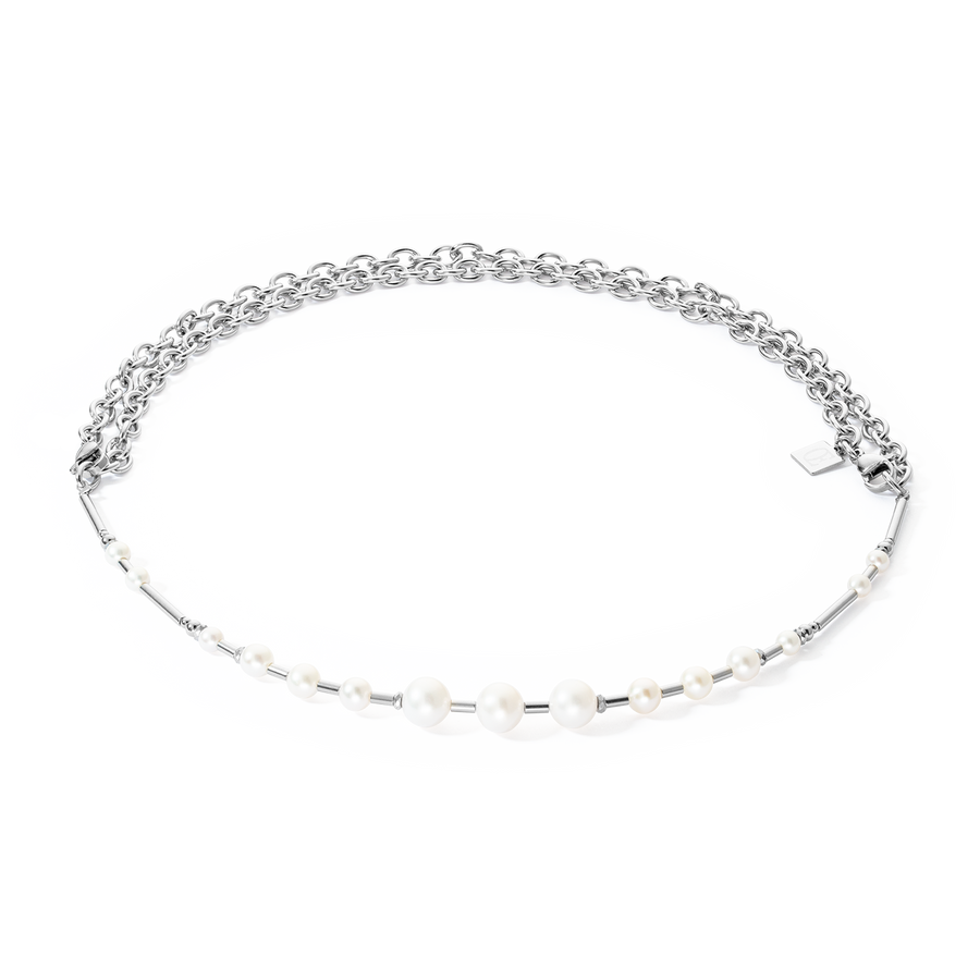 Collier Perles d'eau douce et chaîne Multiwear argent