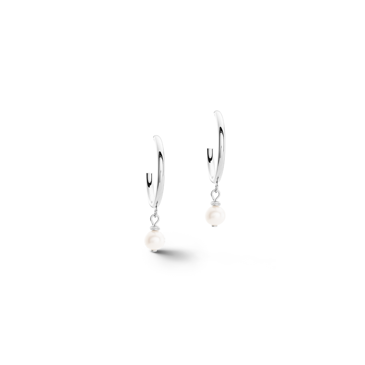 Boucles d'oreilles Creole Perles d'eau douce et chaîne Multiwear argent