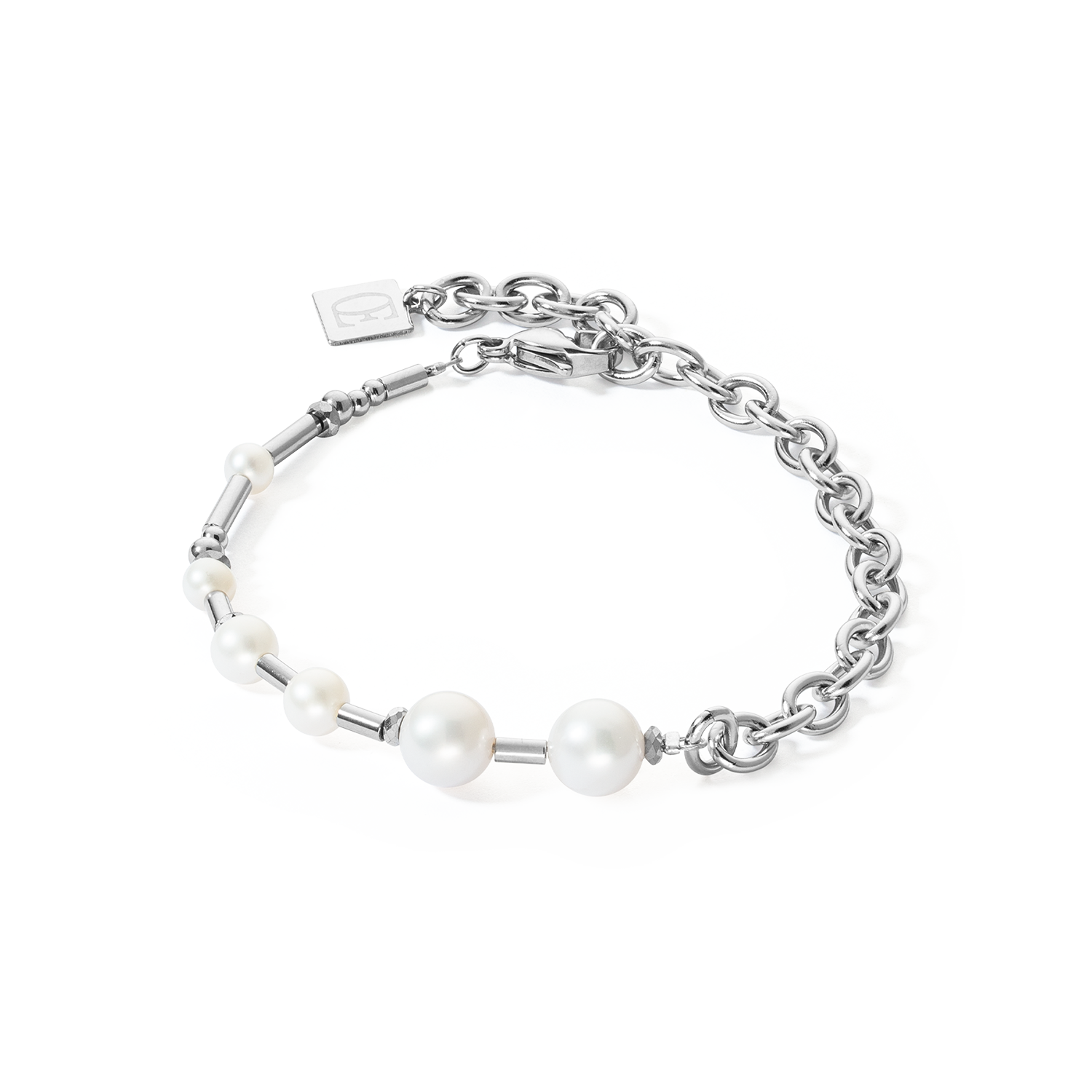 Bracelet Perles d'eau douce et chaîne Multiwear argente