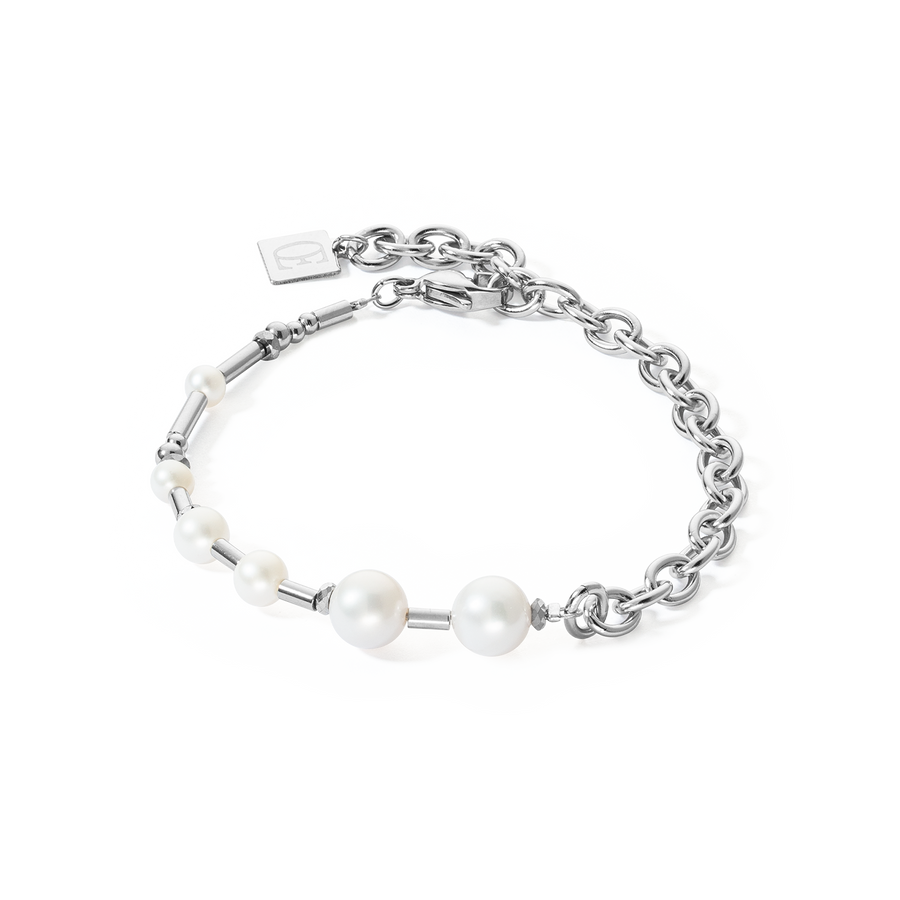 Bracelet Perles d'eau douce et chaîne Multiwear argente