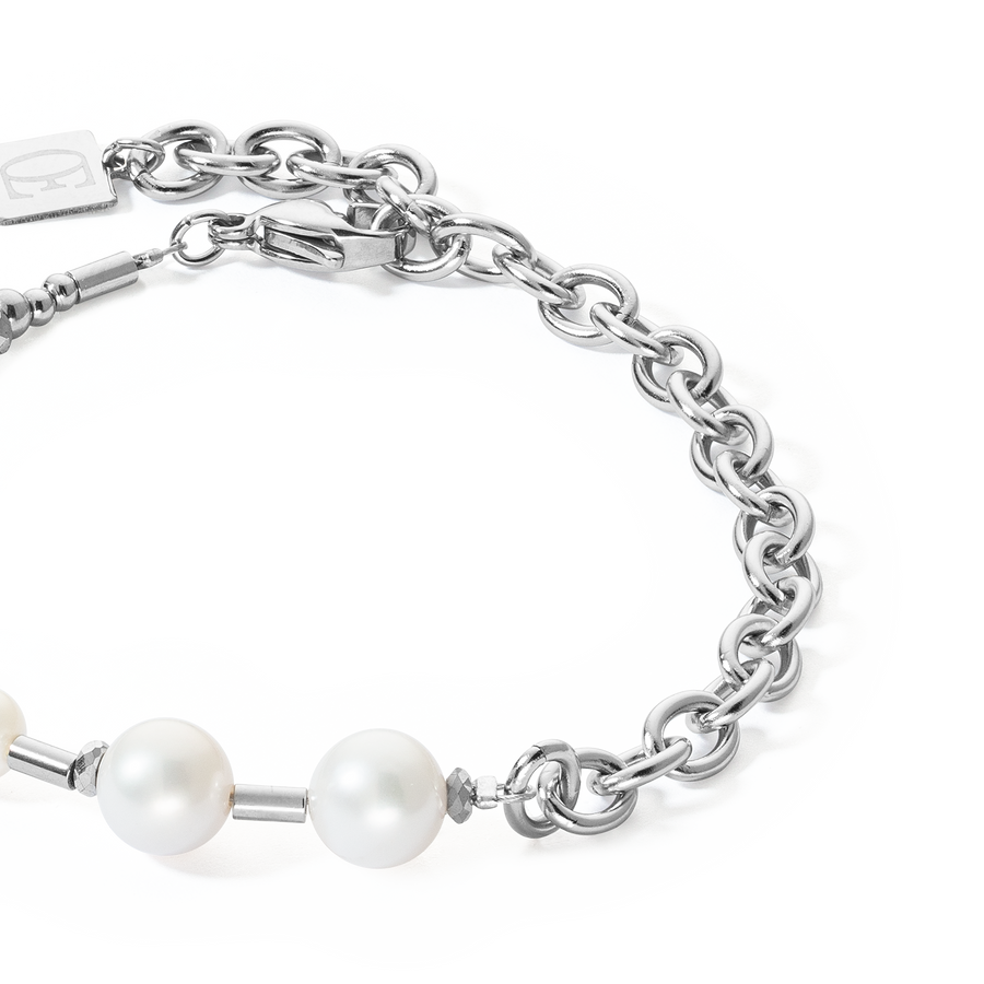 Bracelet Perles d'eau douce et chaîne Multiwear argente