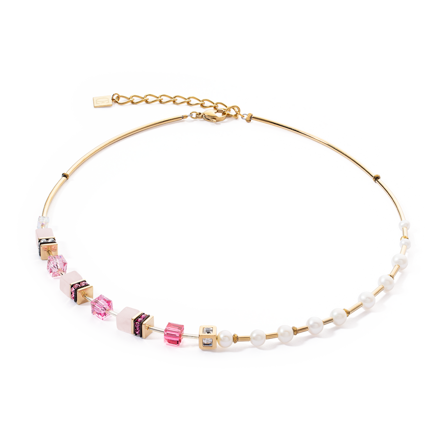 Collier GeoCUBE® Fusion Precious Pearl Mix or-rose vif
