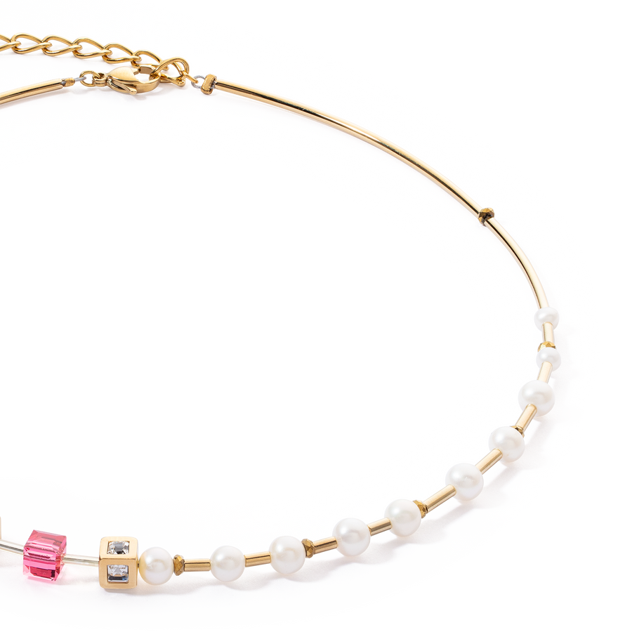 Collier GeoCUBE® Fusion Precious Pearl Mix or-rose vif