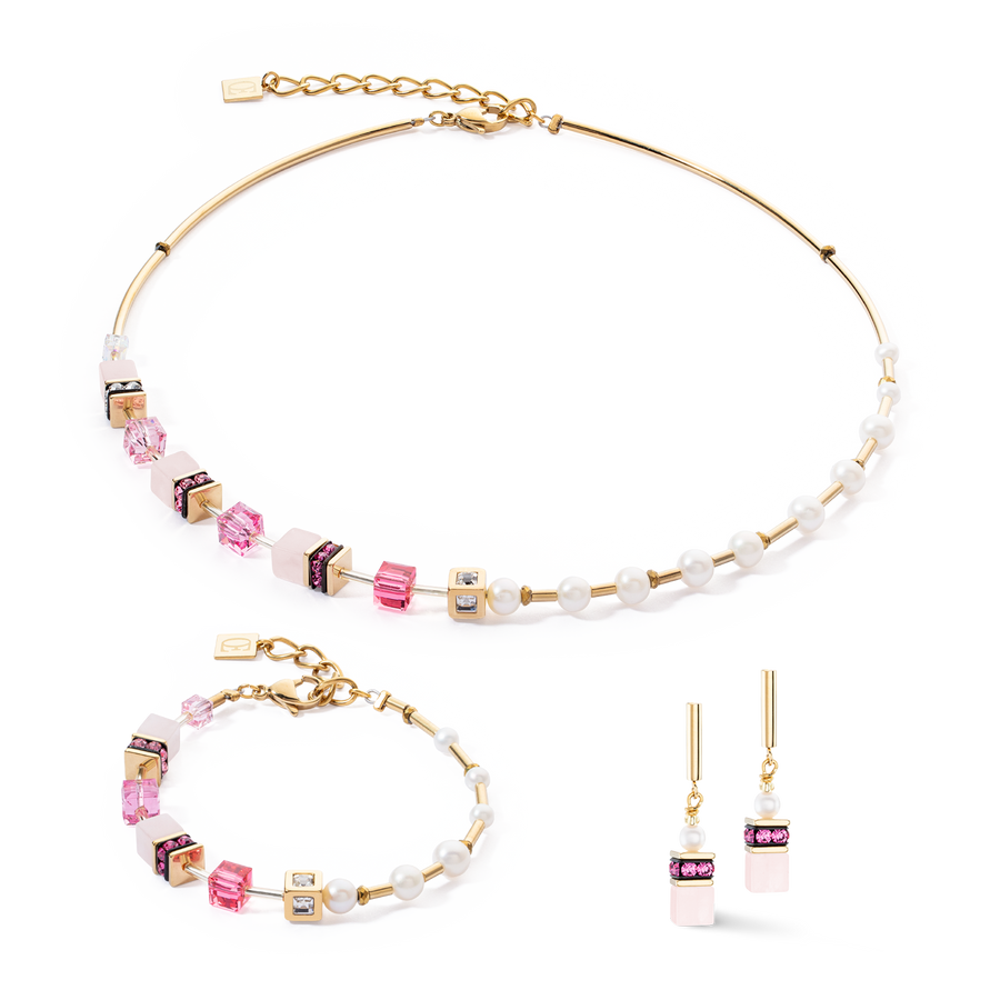 Collier GeoCUBE® Fusion Precious Pearl Mix or-rose vif
