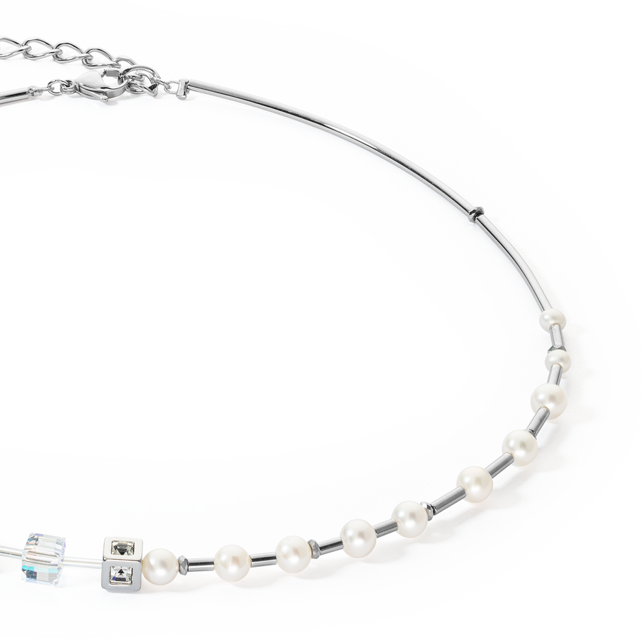 Collier GeoCUBE® Fusion Precious Pearl Mix gris argenté