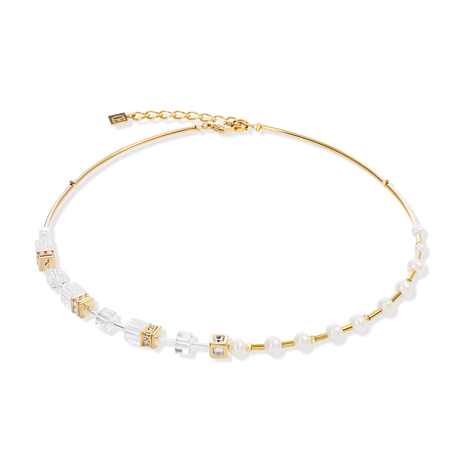 Collier GeoCUBE® Fusion Precious Pearl Mix or-blanc